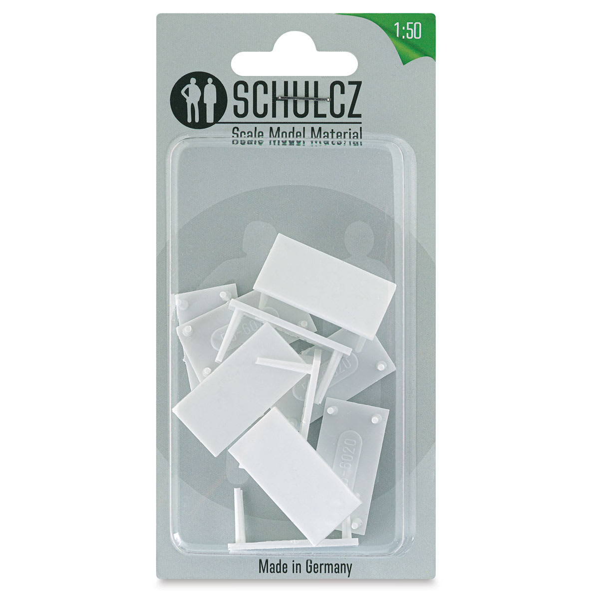 Schulcz Scale Model Furniture - Rectangular Tables, Pkg of 10, 1:50, 1/4" (front of package)