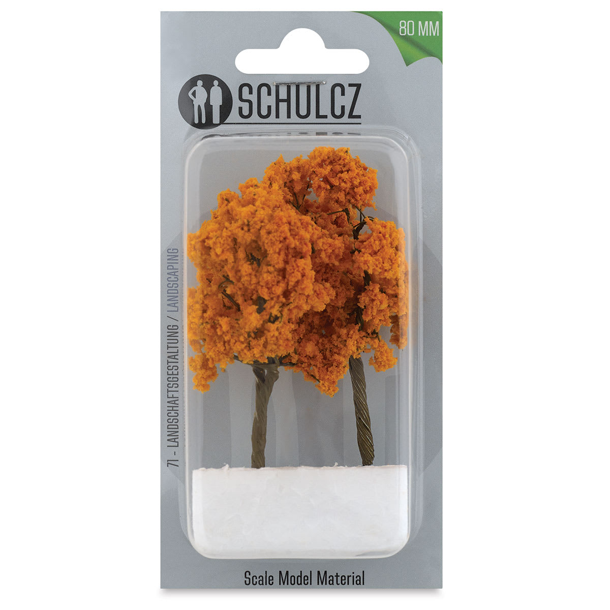 Schulcz Scale Model Trees - Leafy Tree, Metal Trunk, 80 mm, Pkg of 2 (in package)