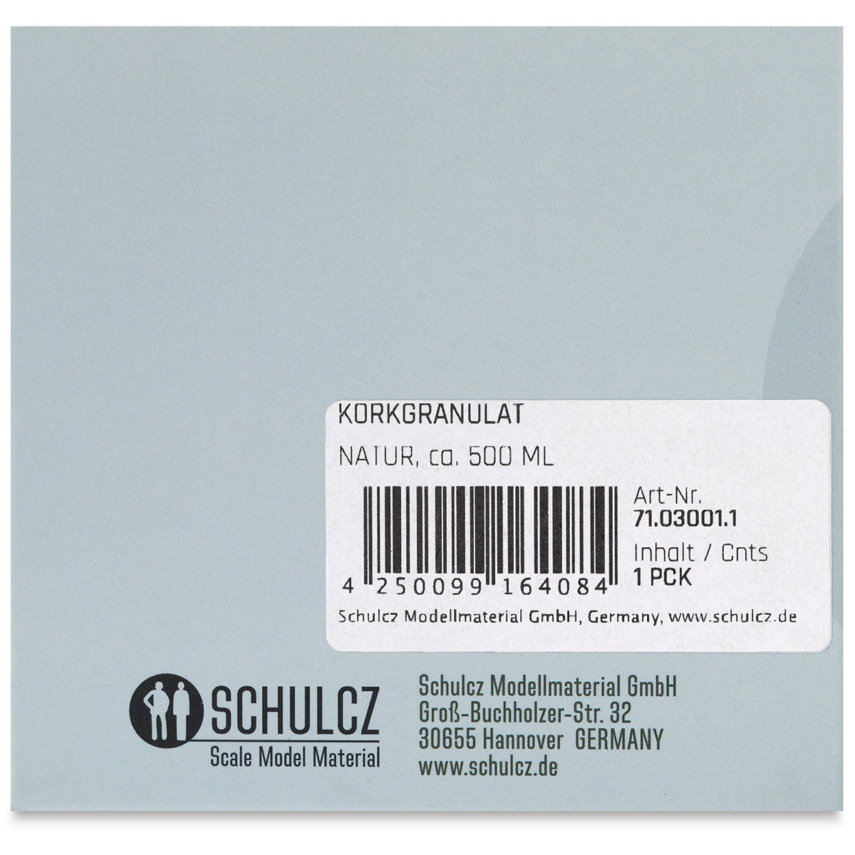 Schulcz Scale Model Foliage - Cork Granules, 100 g (back of box)