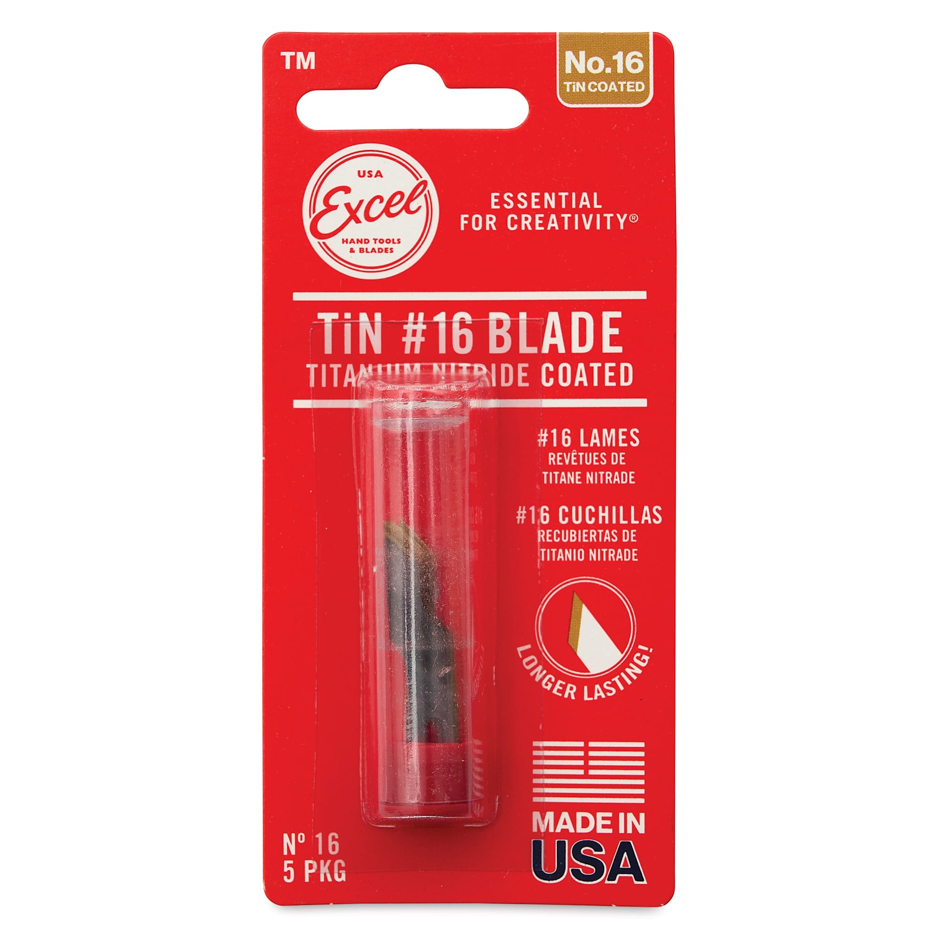 Excel Blades #16 Titanium Nitride Coated Stencil Edge Blades - Pkg of 5, front of packaging