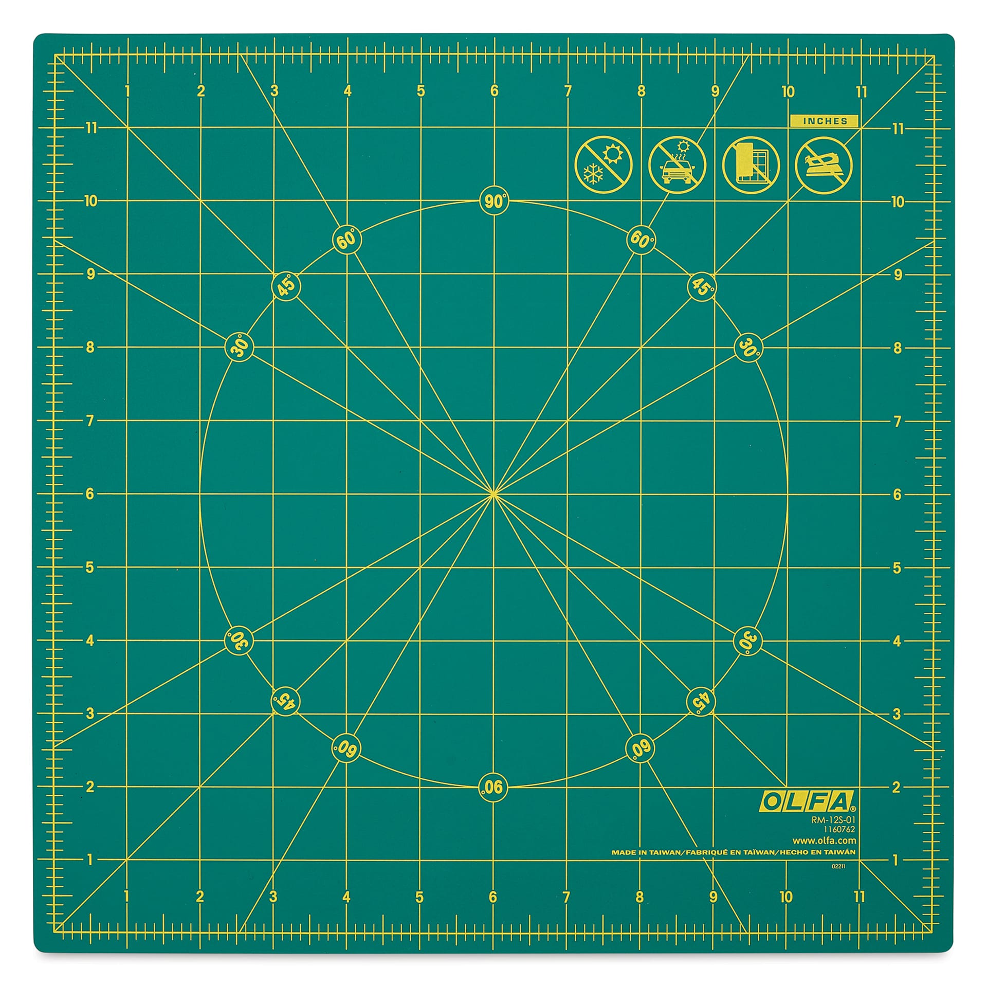 Olfa Rotating Cutting Mat - 12" x 12" - view from above when aligned