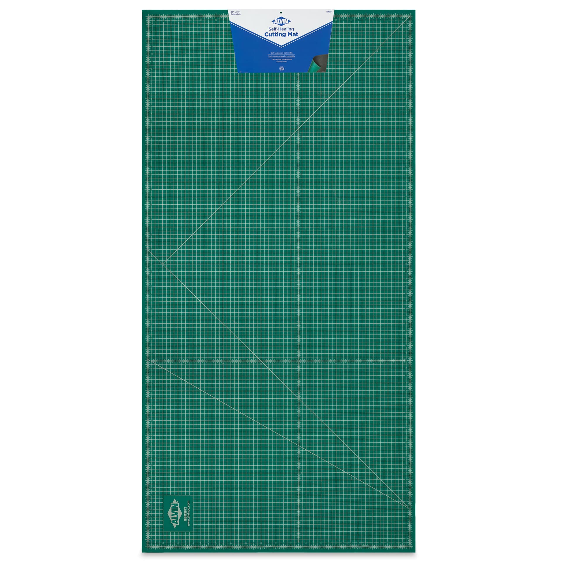 Alvin Cutting Mat - 36" x 72", Green/Black - front of packaging