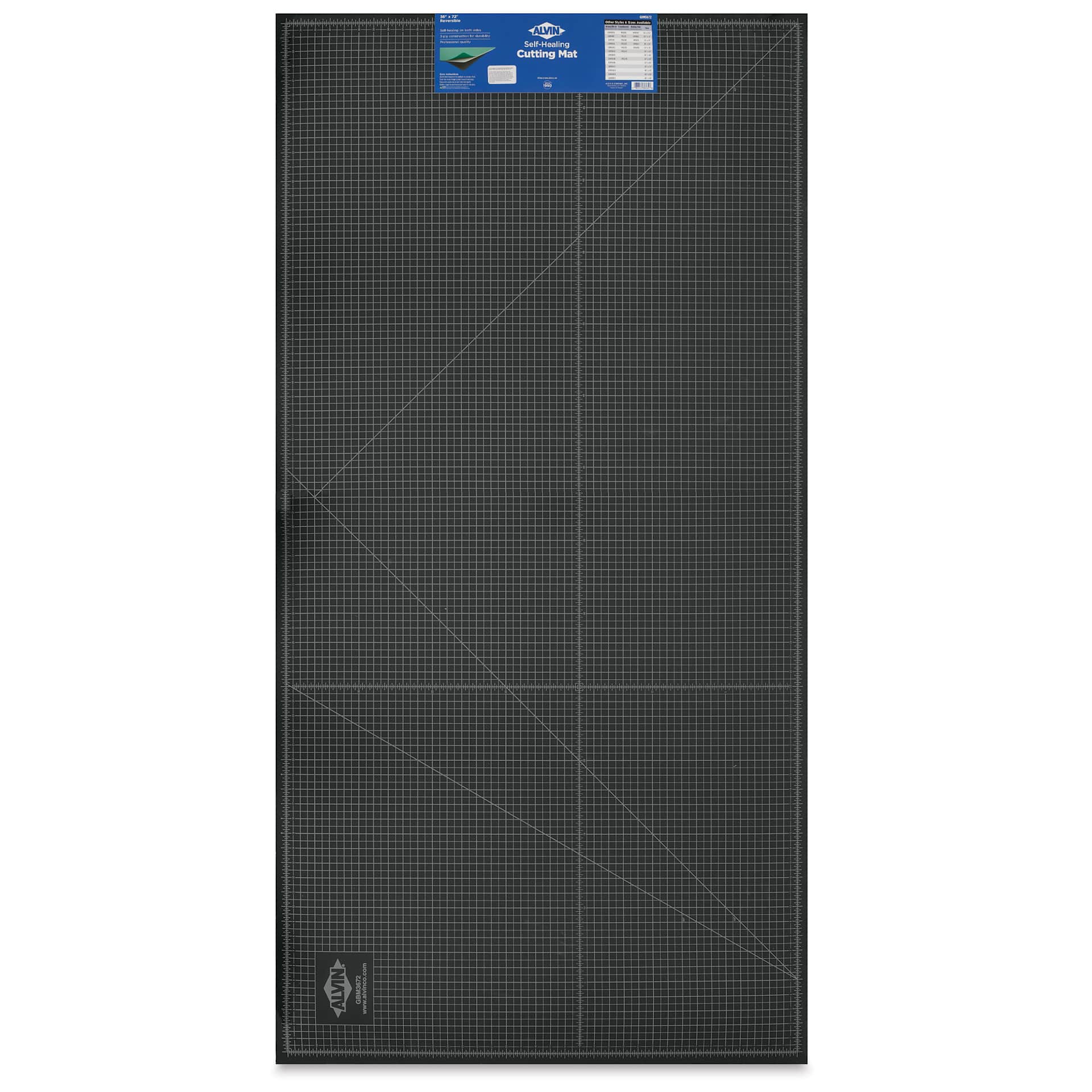 Alvin Cutting Mat - 36" x 72", Green/Black - back of packaging