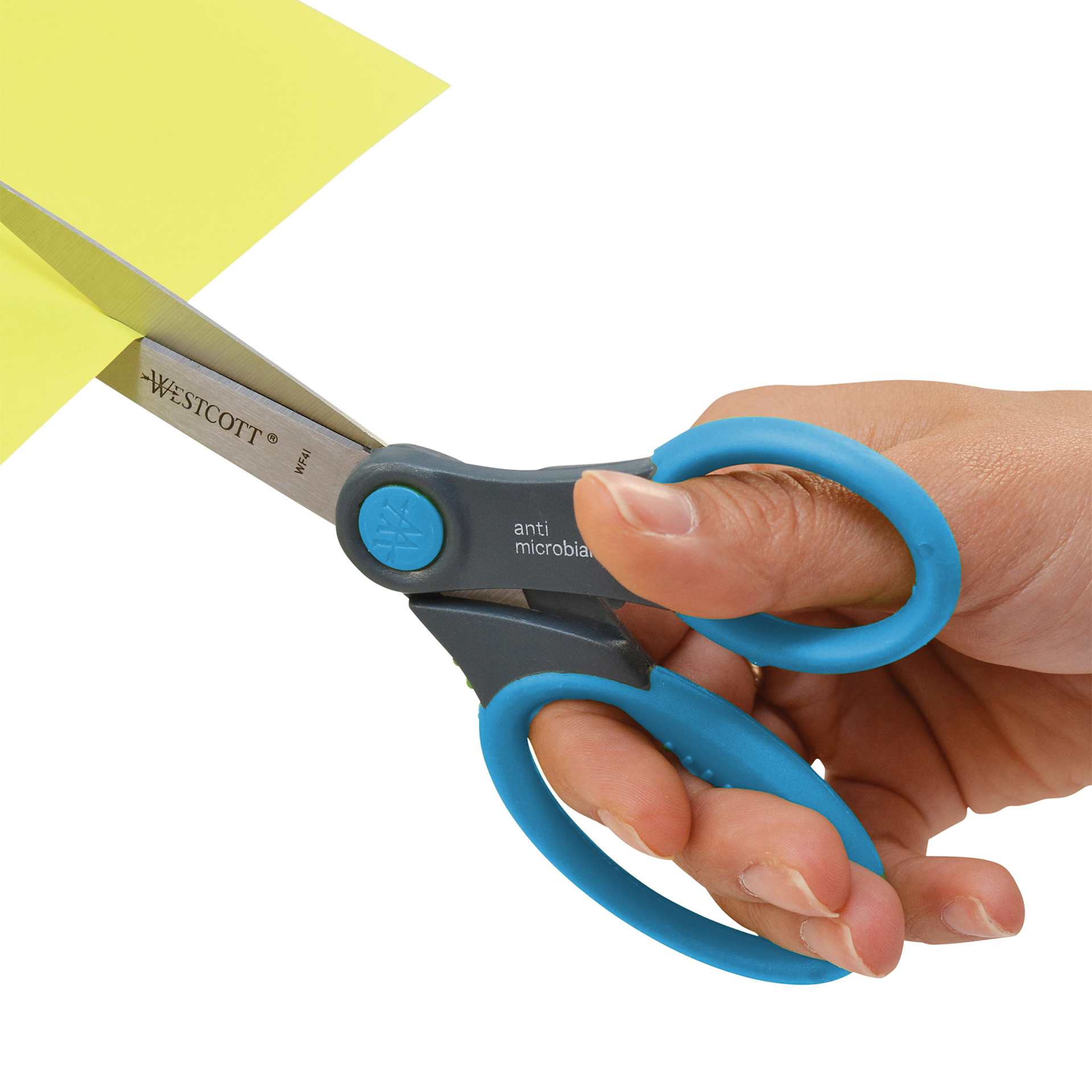 Westcott Anti-Microbial Protection Soft Handle Student Scissors cutting paper