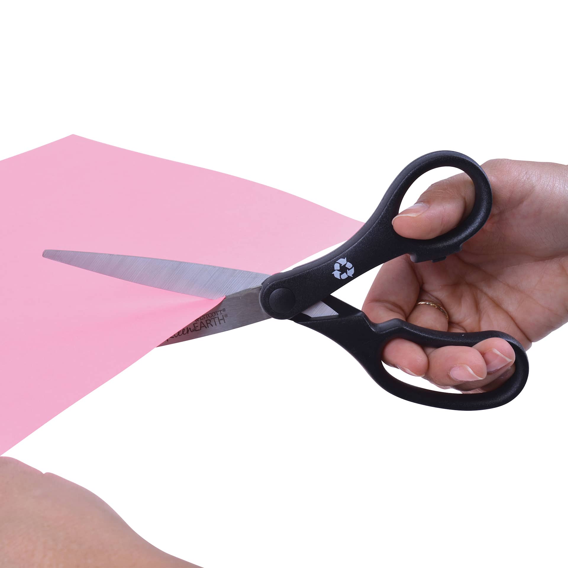 Westcott Straight KleenEarth Recycled Scissors - 8", Black, cutting construction paper