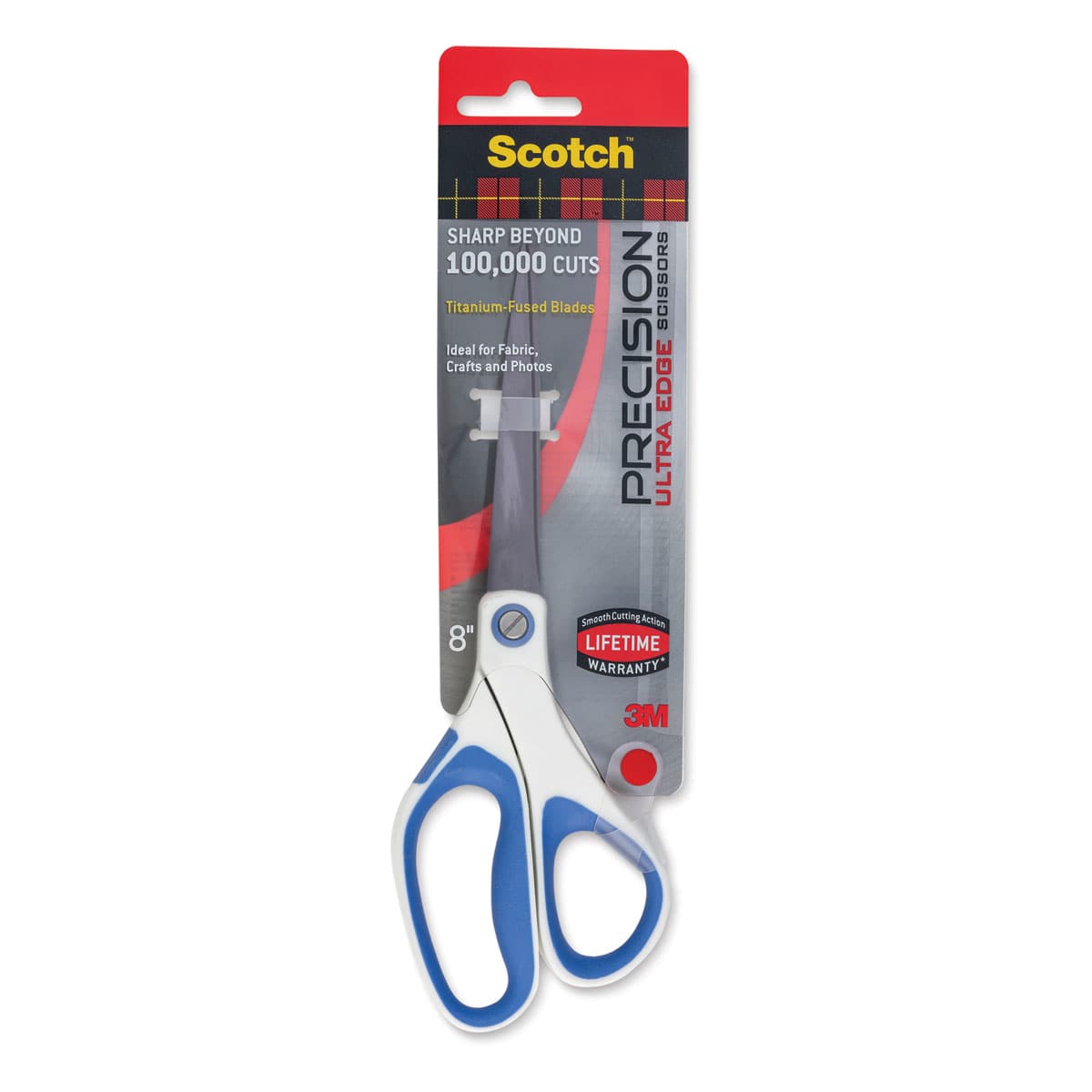 Scotch 8" Precision Ultra Edge Scissors, Blue, Front Of Package
