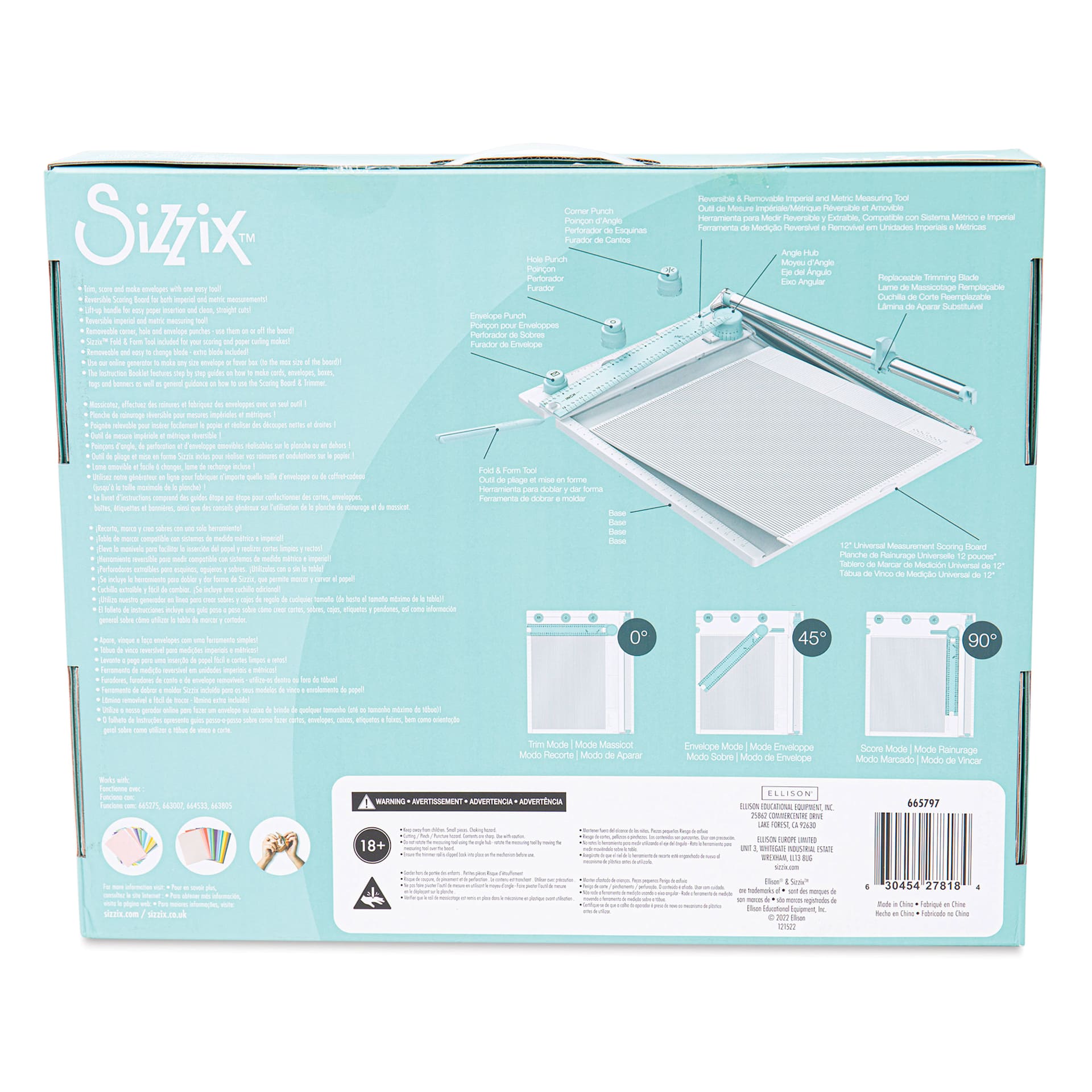 Sizzix Scoring Board & Trimmer back of packaging