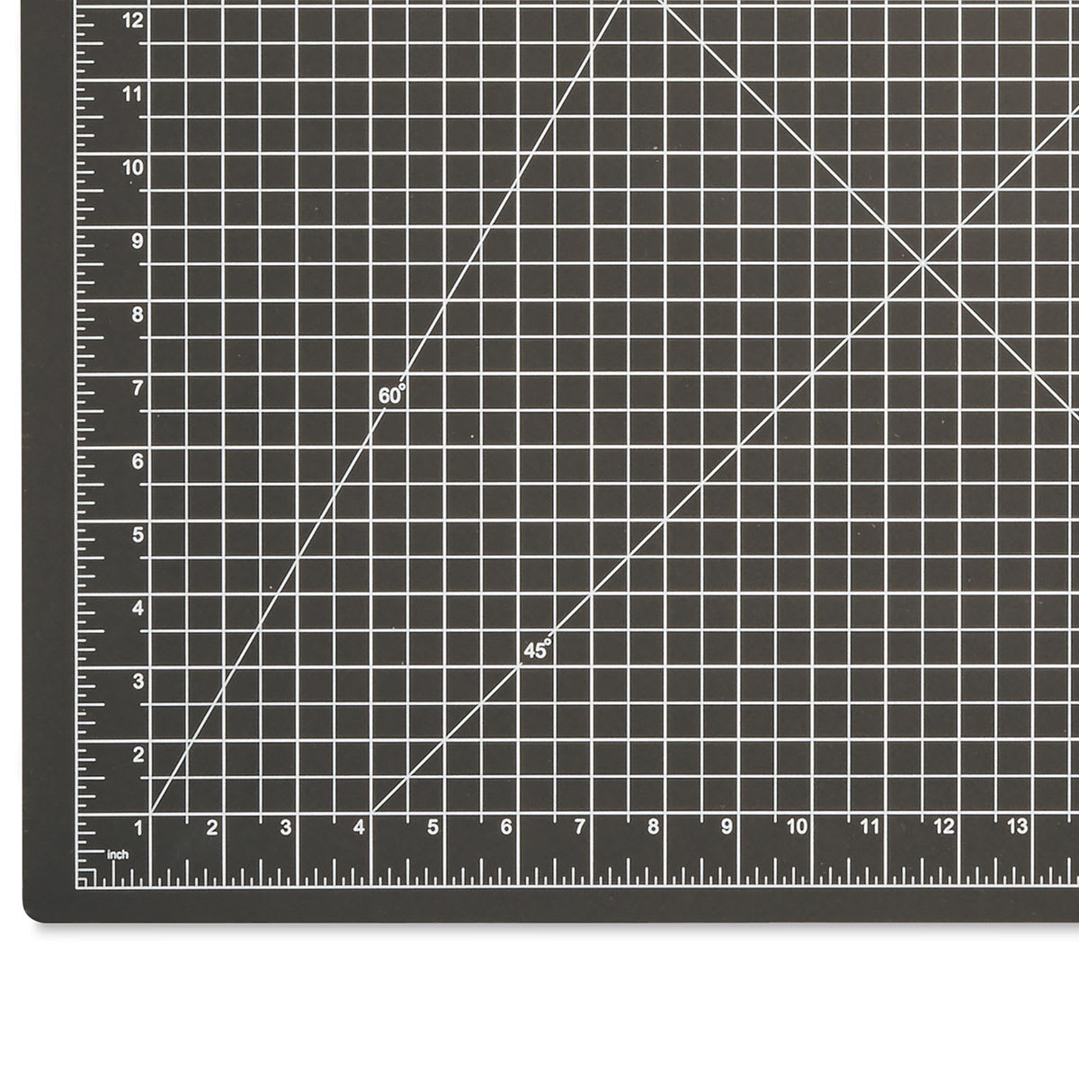 Dahle Self-Healing Cutting Mats - Closeup of corner of Black Mat showing gridlines