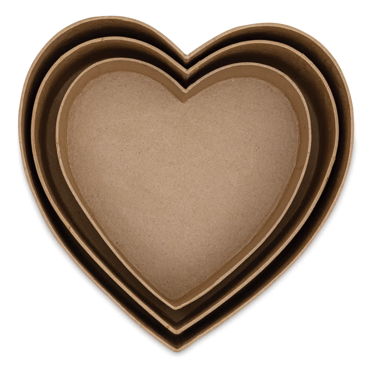 Paper Mache Box Set - Heart, Set of 3 - lids removed, boxes nested within each other