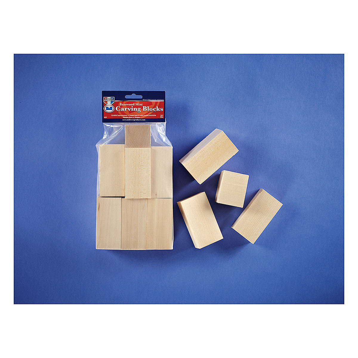 Midwest Products Mini Carving Block Bag - Basswood Assortment, packaging and contents Midwest Products Mini Carving Block Bag - Basswood Assortment, packaging and contents
