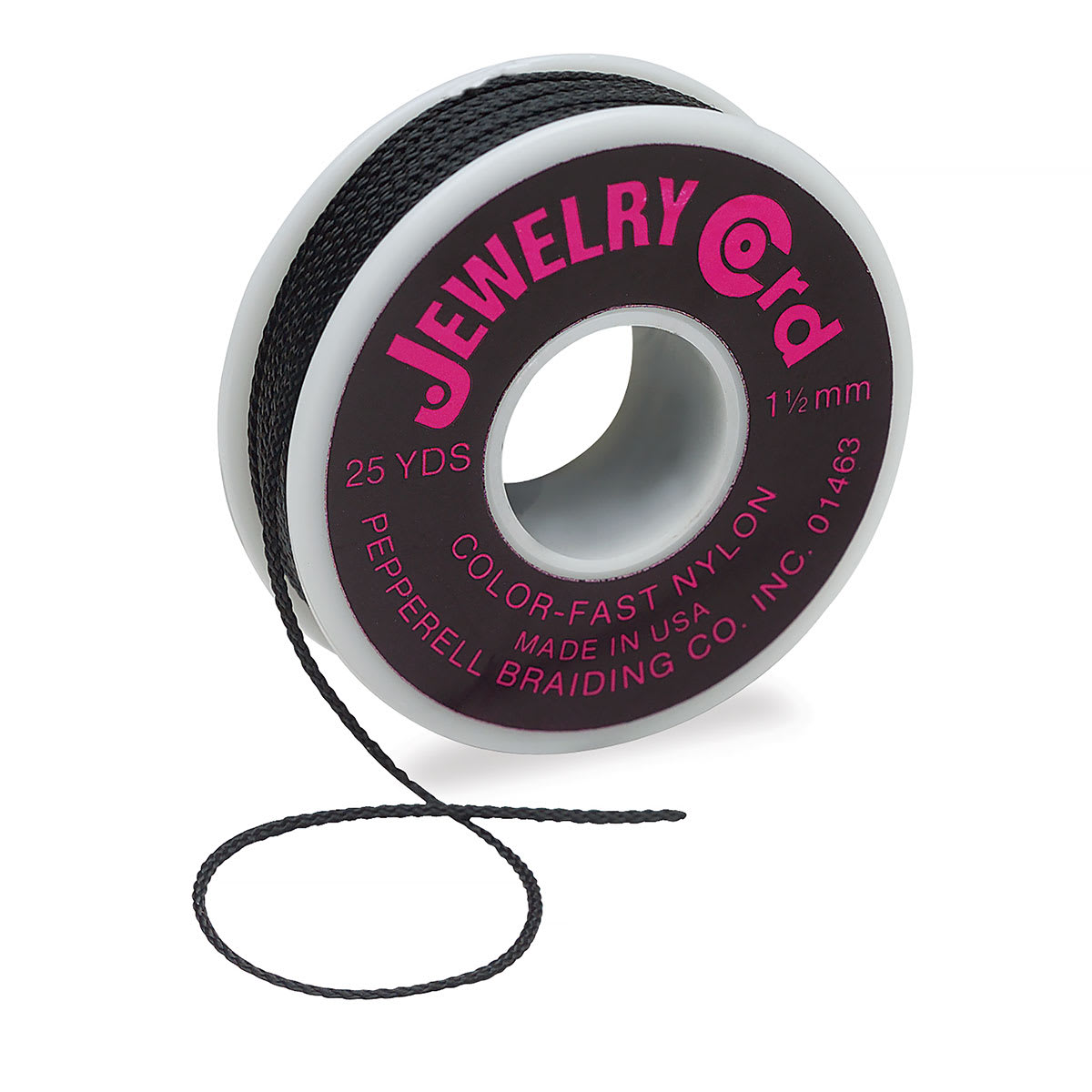 Nylon Jewelry Cord - Side view of Black Cord Spool