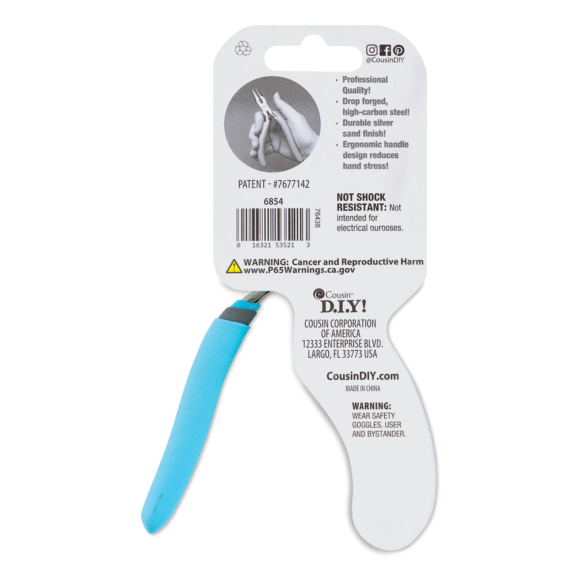 Cousin DIY Precision Comfort Needle Nose Pliers - 5-1/2" x 3" back of packaging