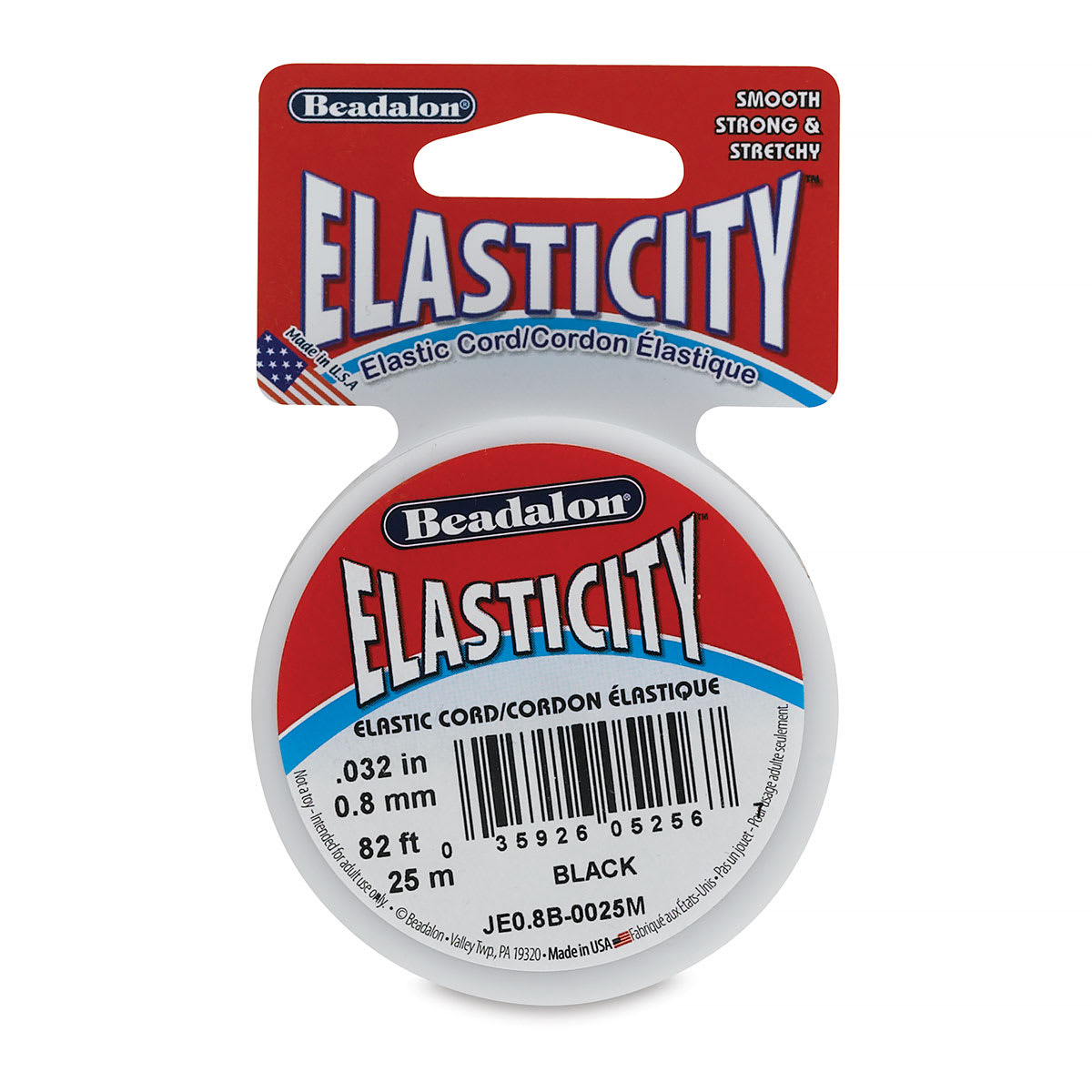 Beadalon Elasticity Cord - 0.8 mm x 82 ft, Black