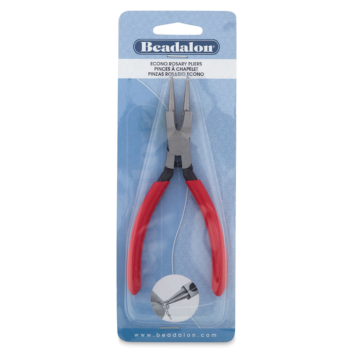 Beadalon Econo Rosary Pliers - Front of blister package showing pliers
