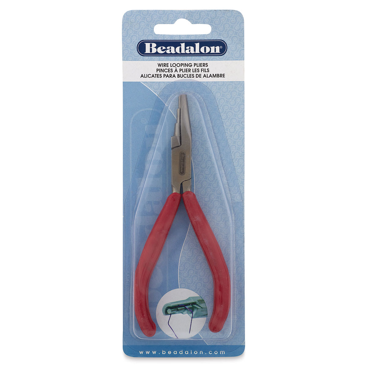 Beadalon Standard Wire Looping Pliers - Front view of blister package showing pliers
