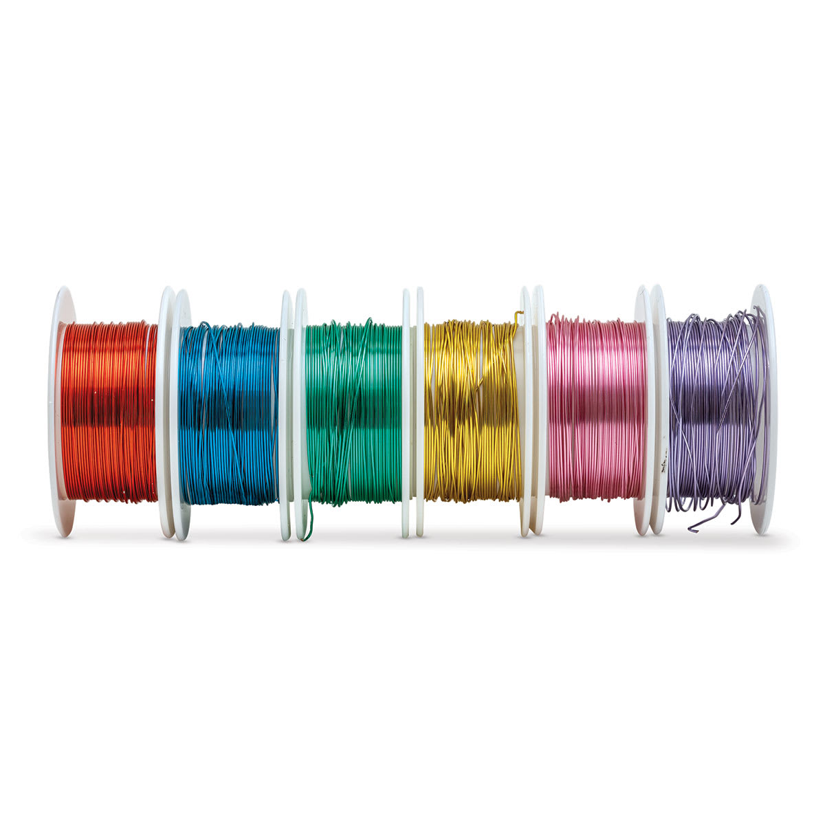 Silver Plated Copper Wire - Bright Colors, Set of 6 Spools, 26 Gauge x 15 ft - in line