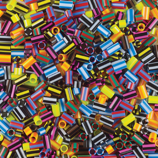 Creativity Street Straw Beads - Closeup of Pile of Striped colors
