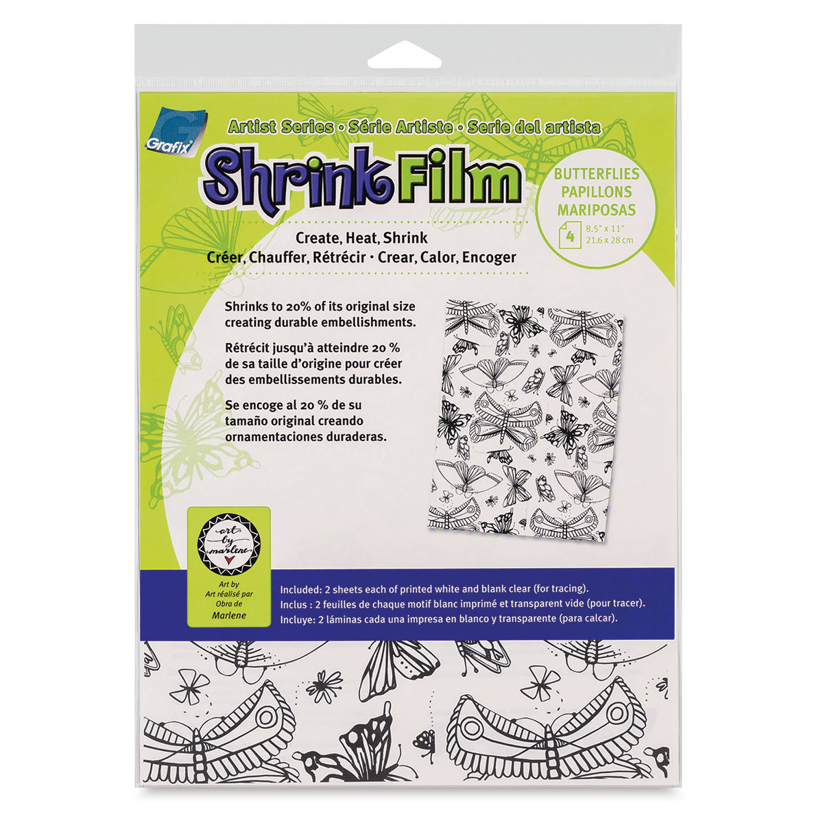 Grafix Artist Series Shrink Film - Butterflies Design by Art by Marlene, front of the packaging
