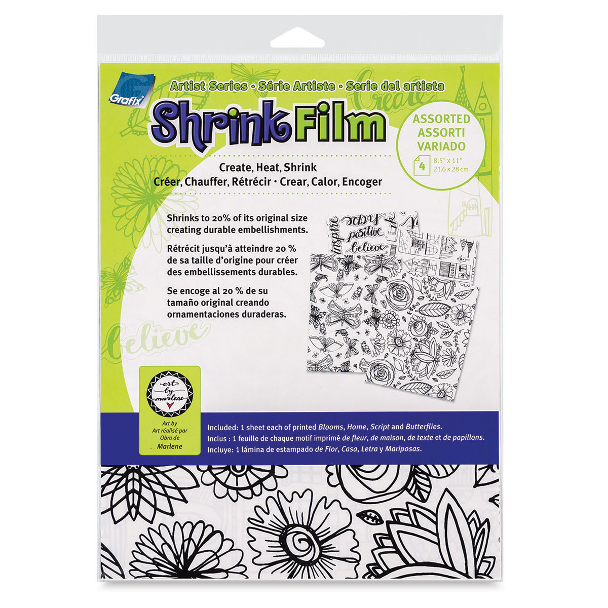 Grafix Artist Series Shrink Film, front of the package of the Artist Series Assortments by Art by Marlene

