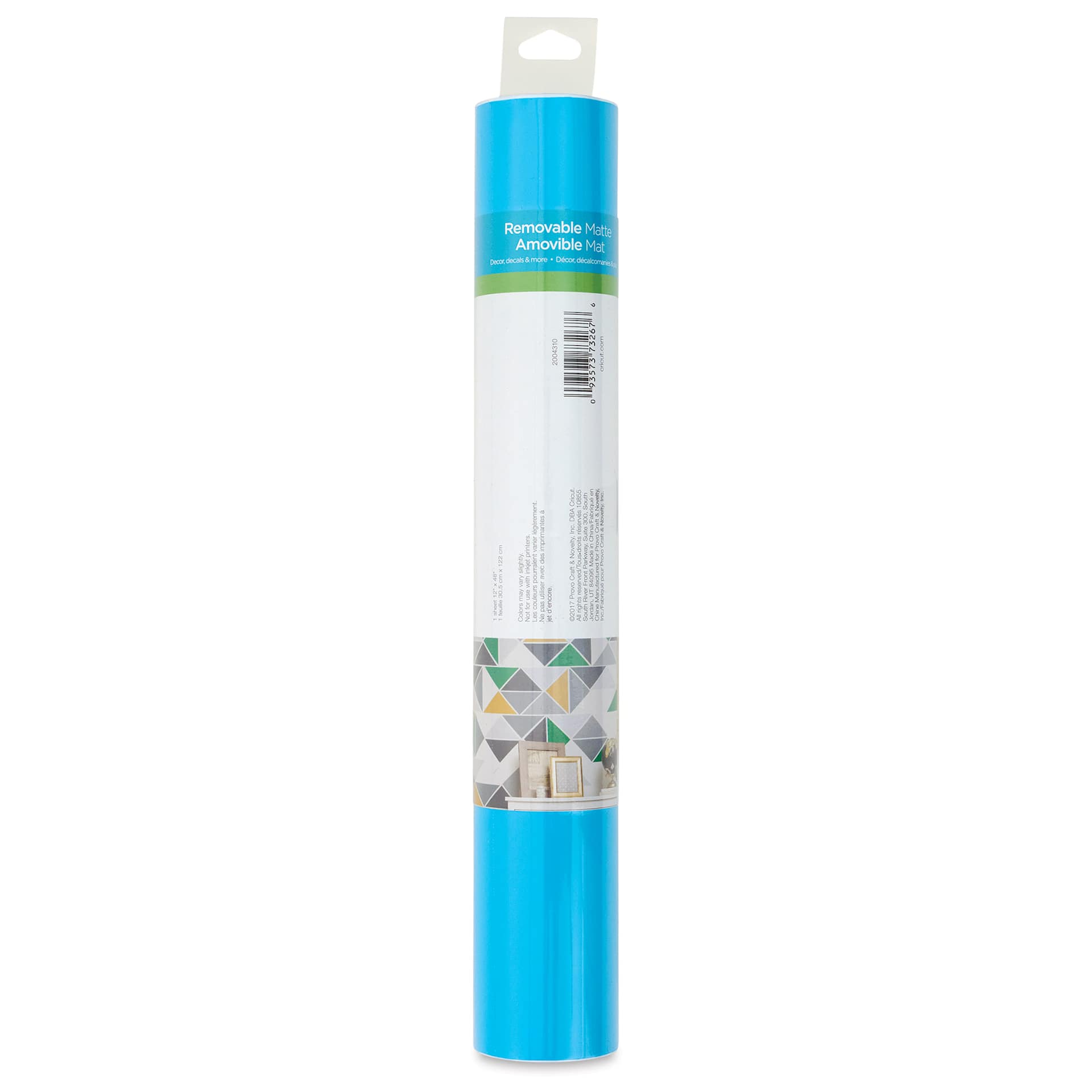 Cricut Removable Premium Vinyl - Turquoise, 12" x 48", back of the packaging