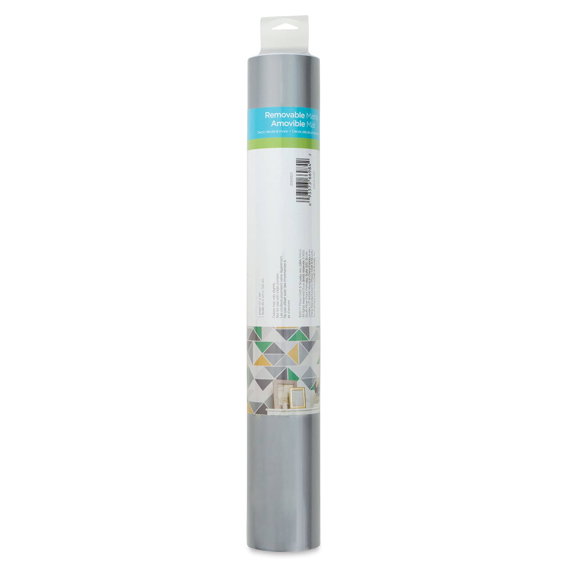 Cricut Removable Premium Vinyl - Silver, 12" x 48", back of the packaging