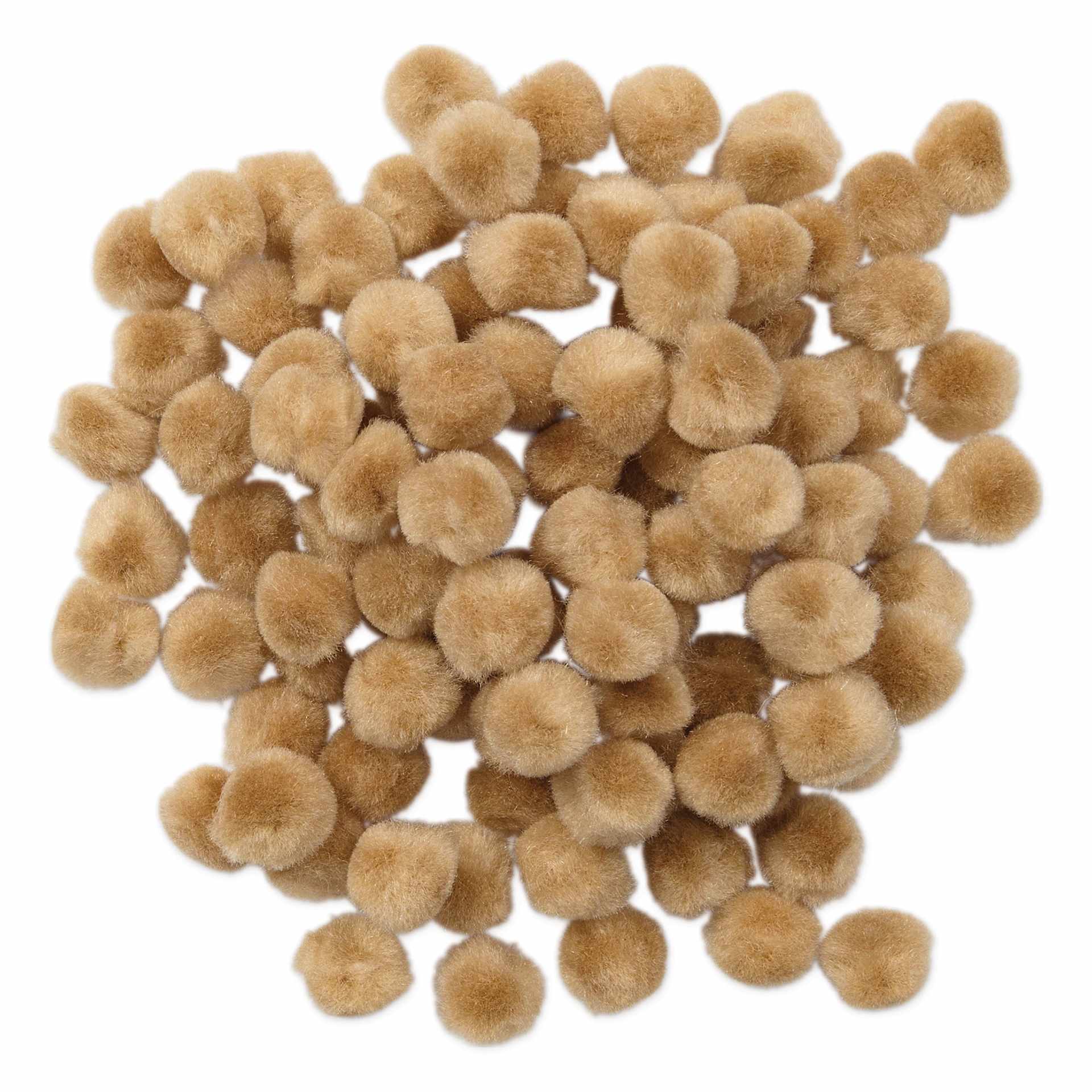 Pepperell Craft Pom Poms - Pkg of 100, 1/2", Beige