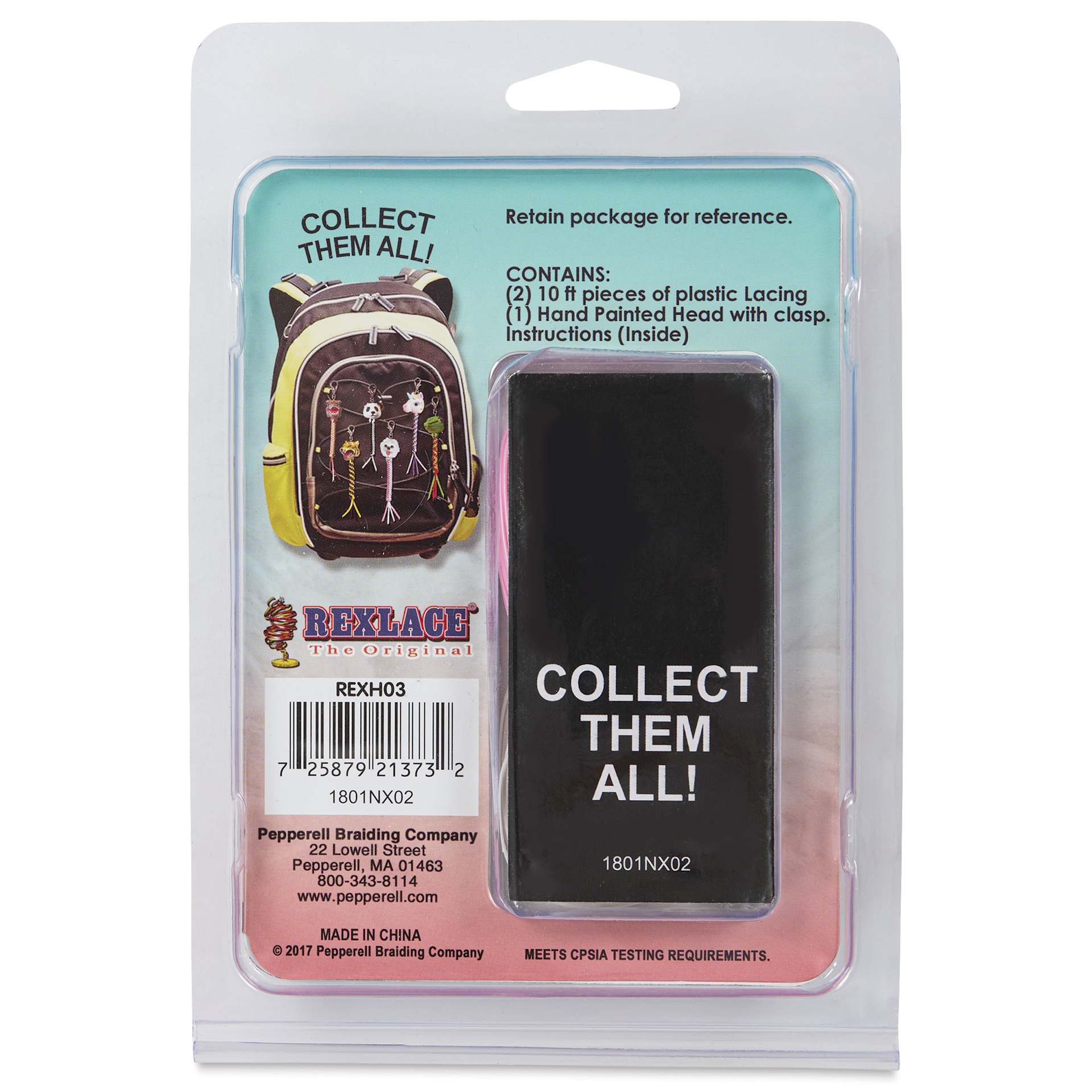 Pepperell Rexlace Rex Head Key Chain Kit - Puppy - back of packaging