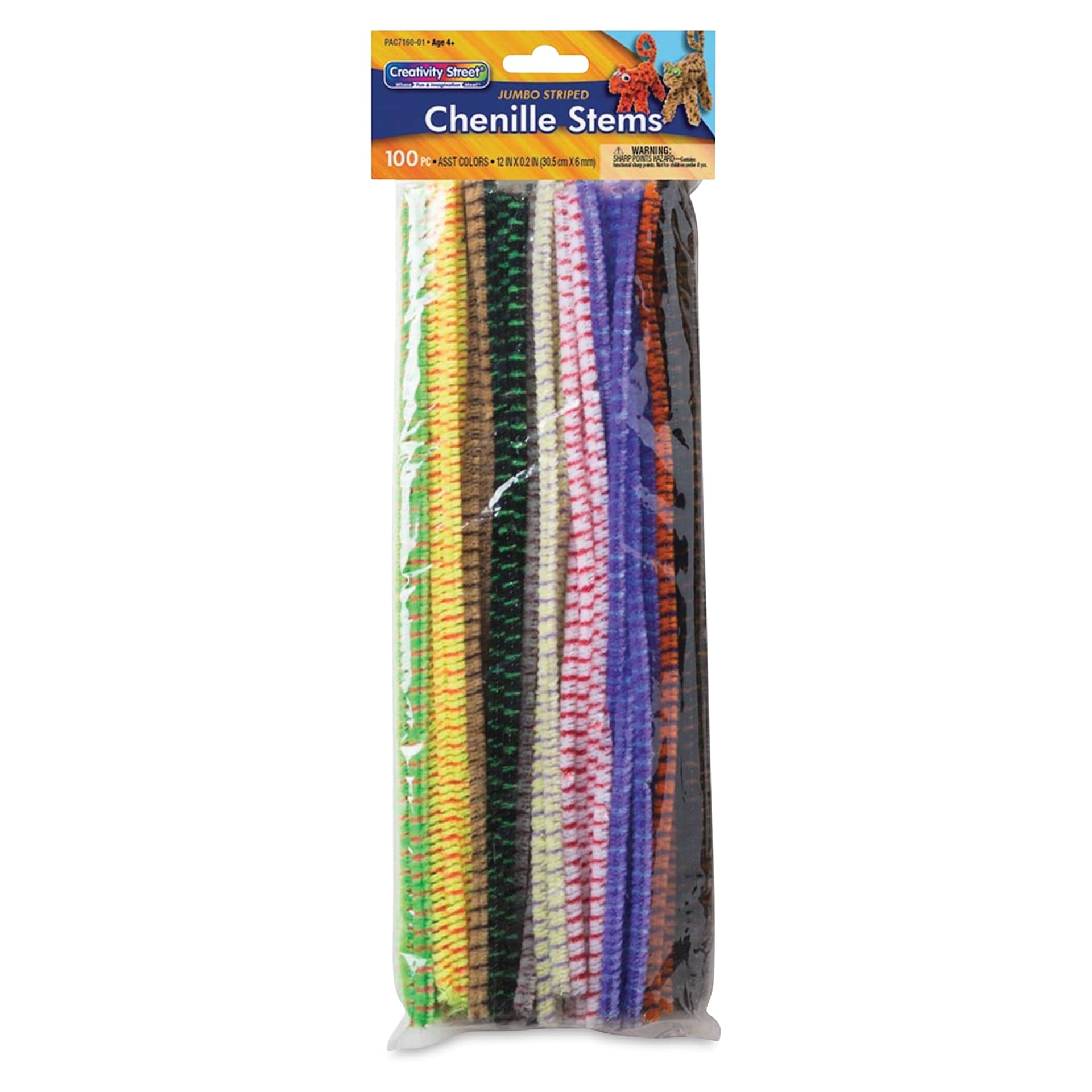 Creativity Street Craft Stems - 6 mm x 12", Pkg of 100, Striped - front of packaging