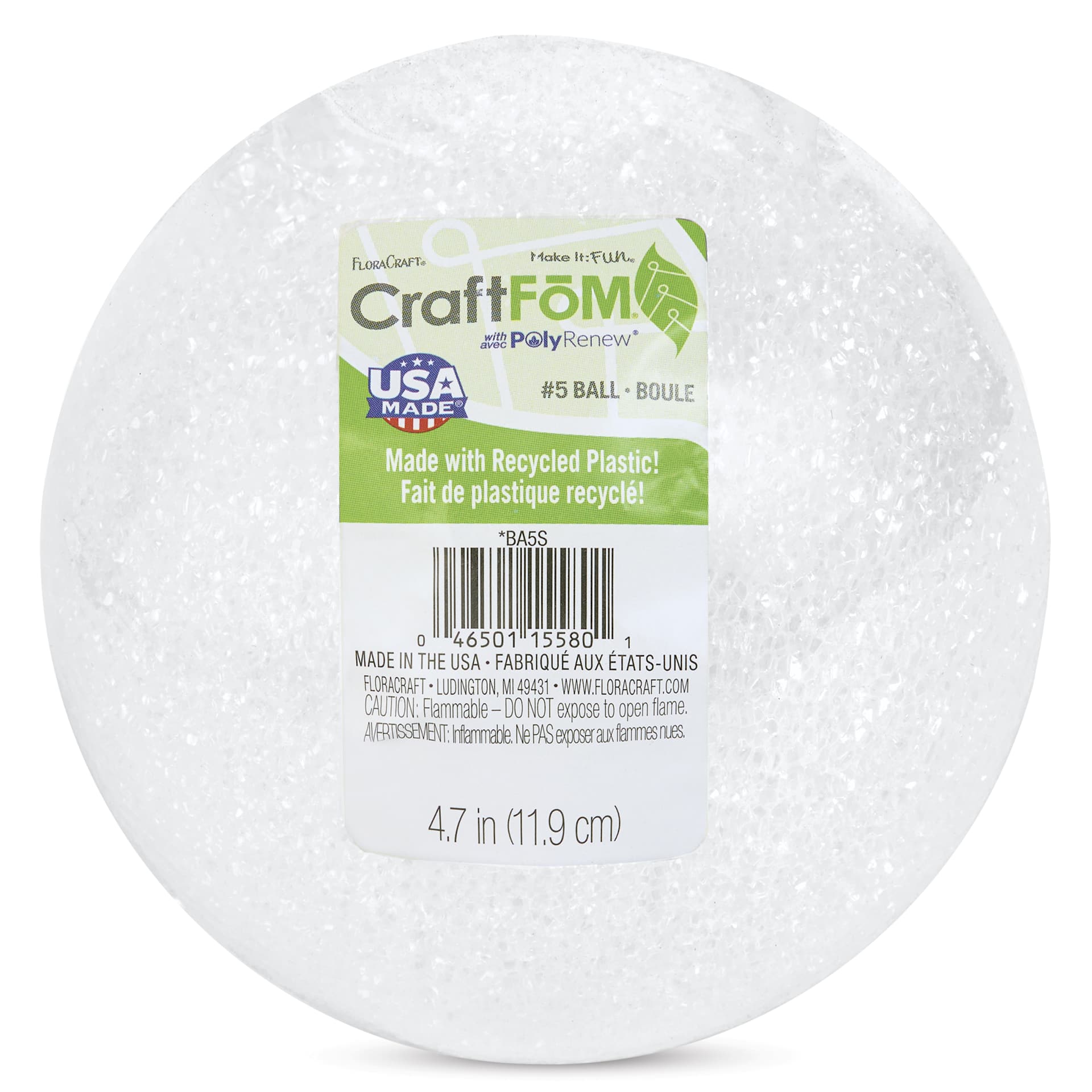 FloraCraft CraftFōM Blocks and Shapes - 4.7" Dia., Ball - front of packaging