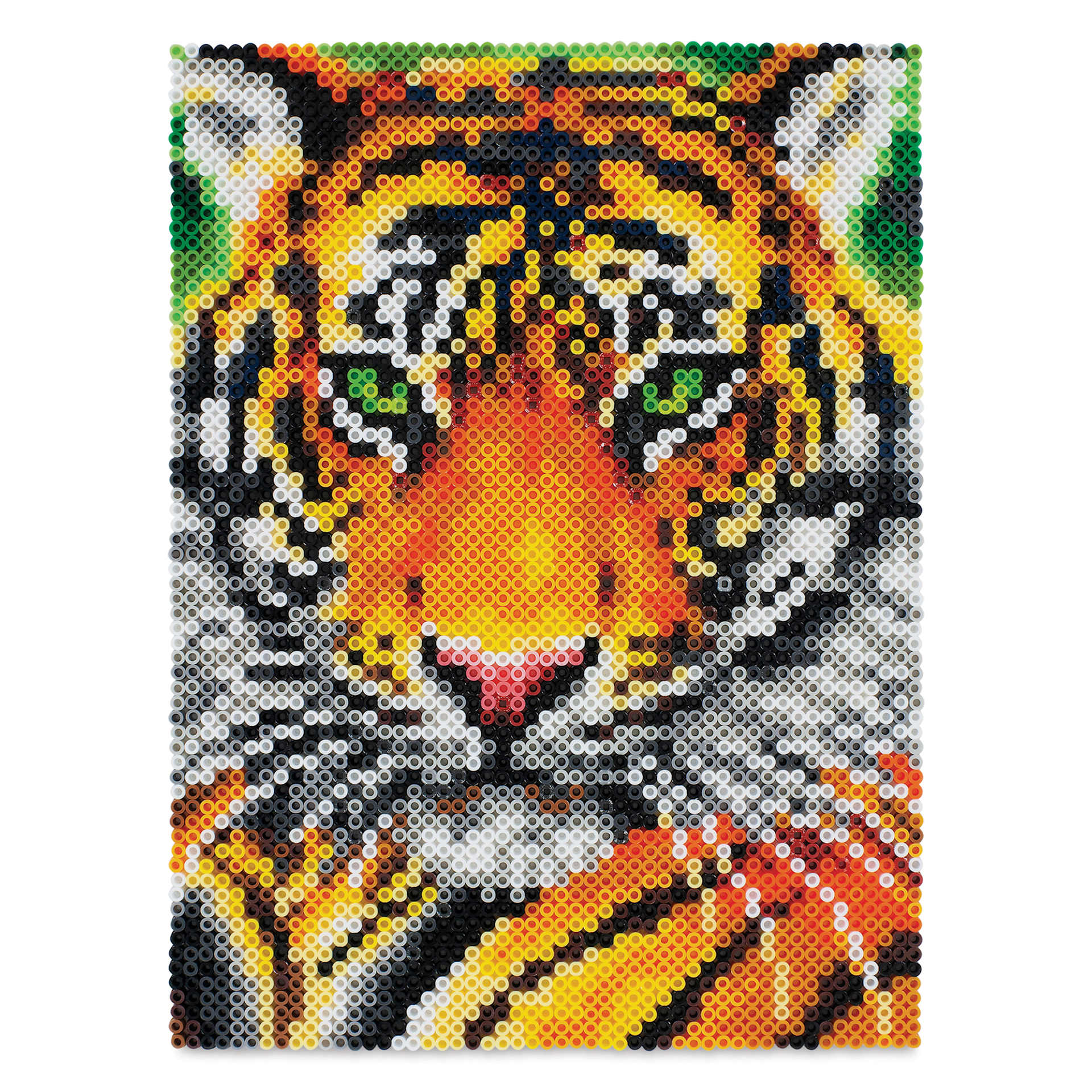 Perler Fused Bead Pegboard - Super-Sized - finished tiger portrait example