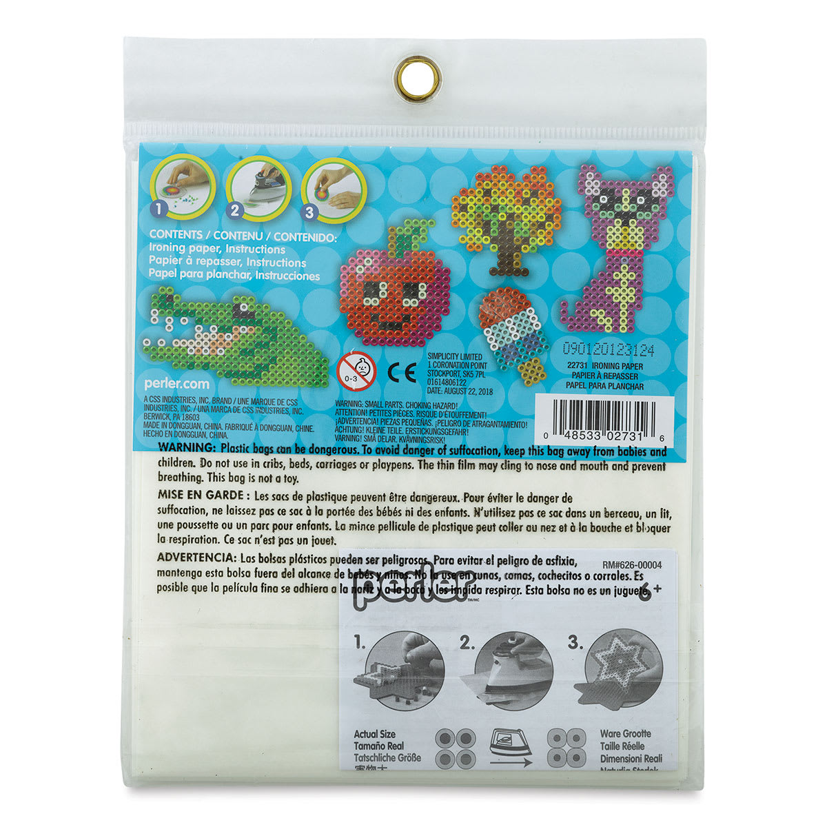 Perler Ironing Paper (back of packaging)