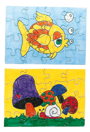 Create-A-Puzzle Kits - 2 finished 16 pc puzzles shown
