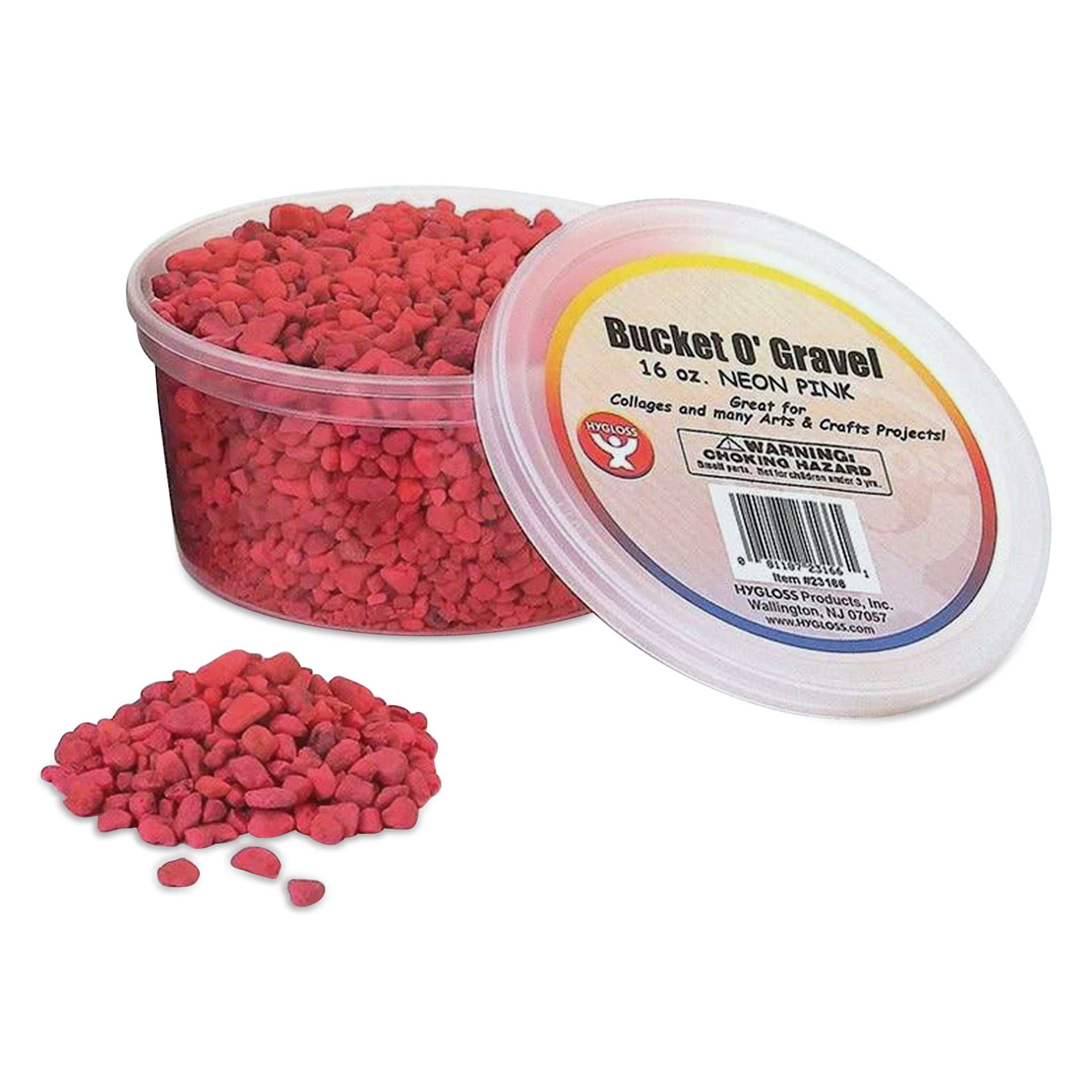 Hygloss Bucket O' Gravel - Neon Pink, 1 lb container with gravel