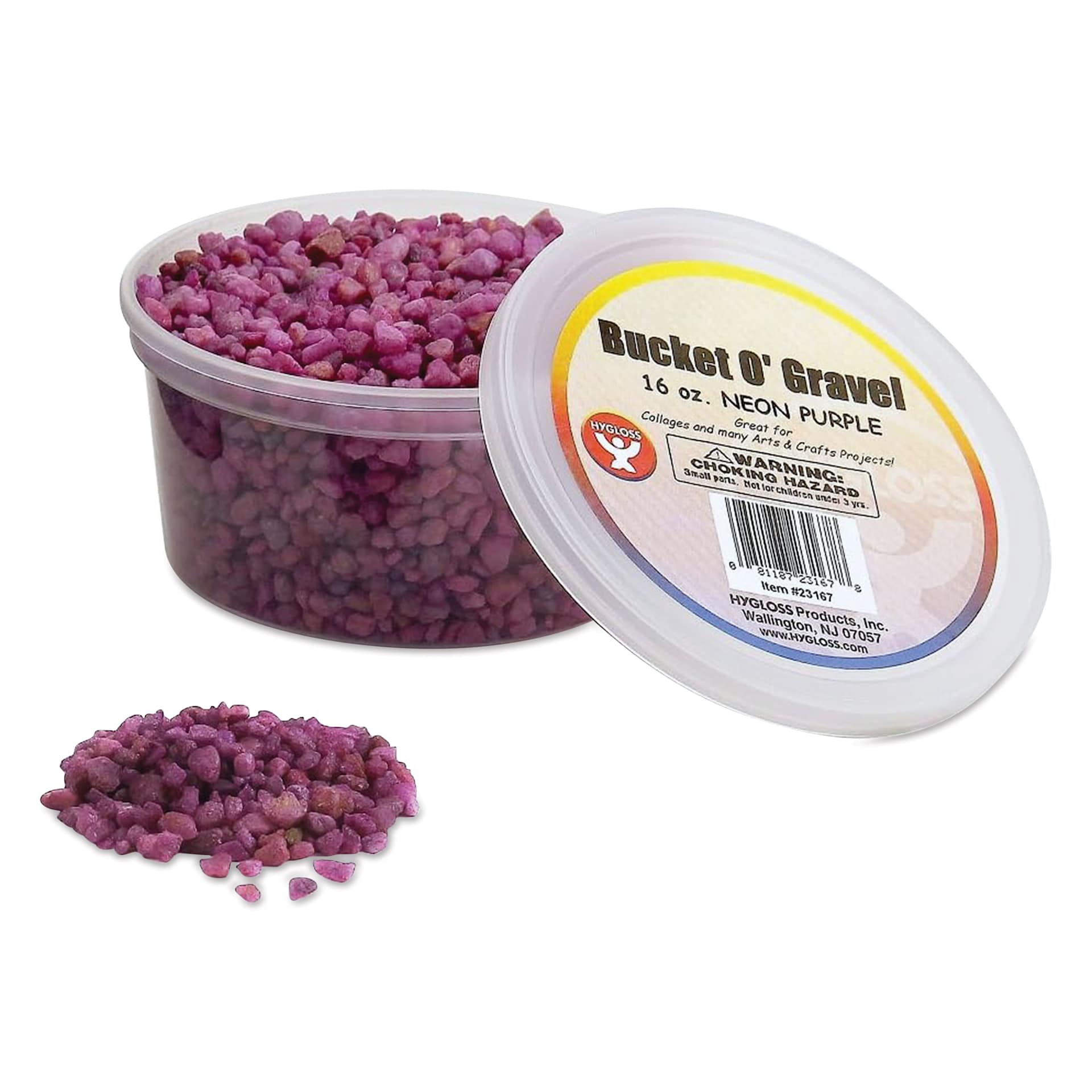 Hygloss Bucket O' Gravel - Neon Purple, 1 lb container with gravel