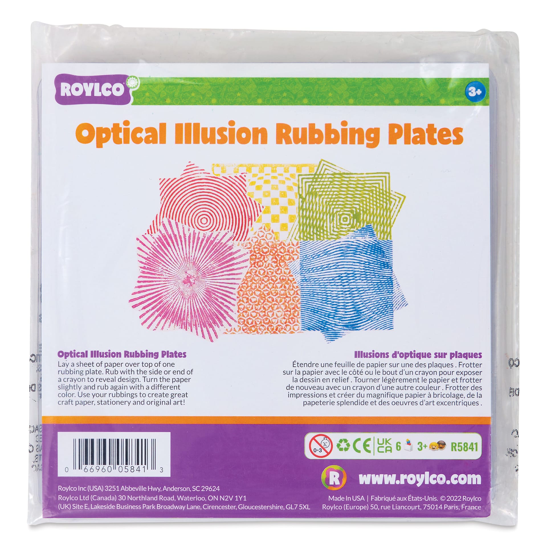 Roylco Rubbing Plates - Optical Illusions, Set of 6, front of the packaging