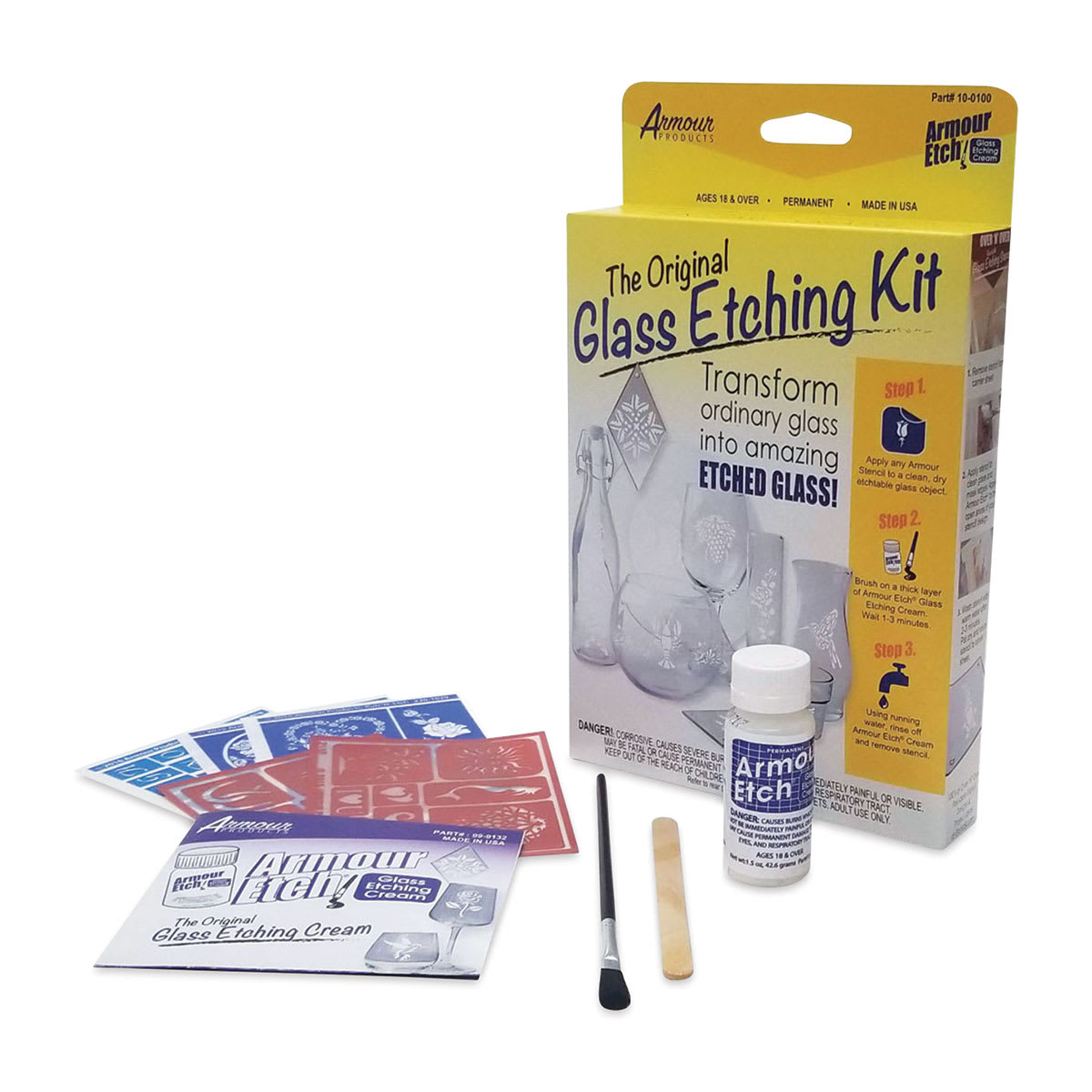Armour Starter Glass Etching Kit (Kit contents shown with packaging)
