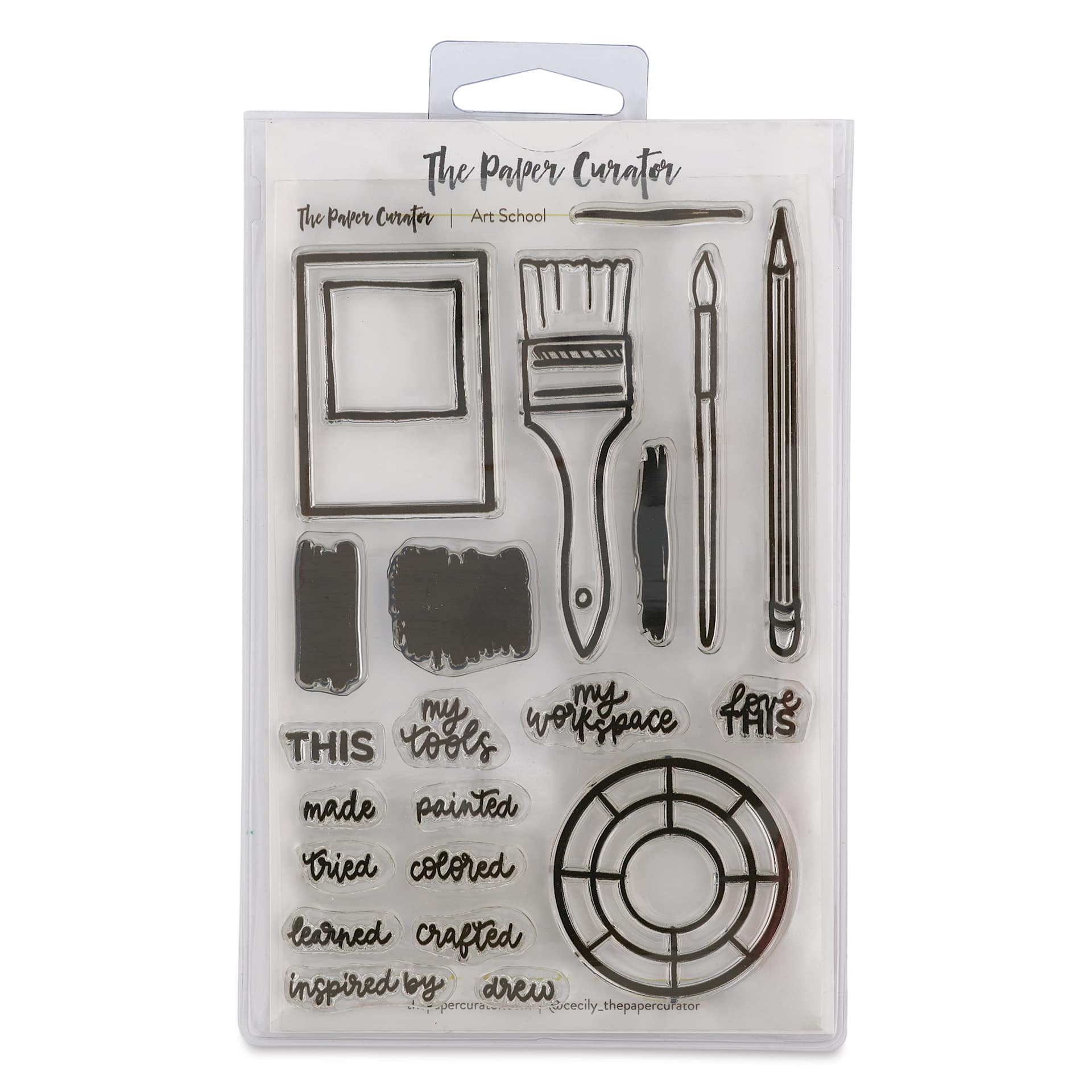 The Paper Curator Clear Stamp Set - Art School, front of package
