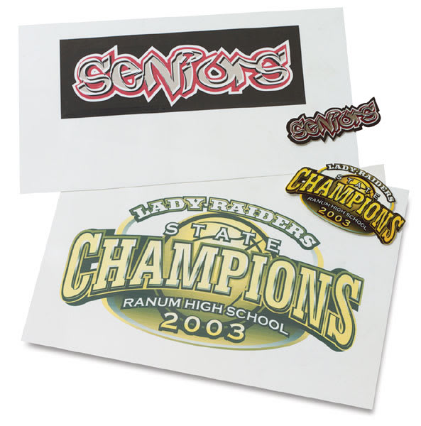 Grafix Shrink Films - Finished decorated Sports stickers made with Inkjet Shrink film