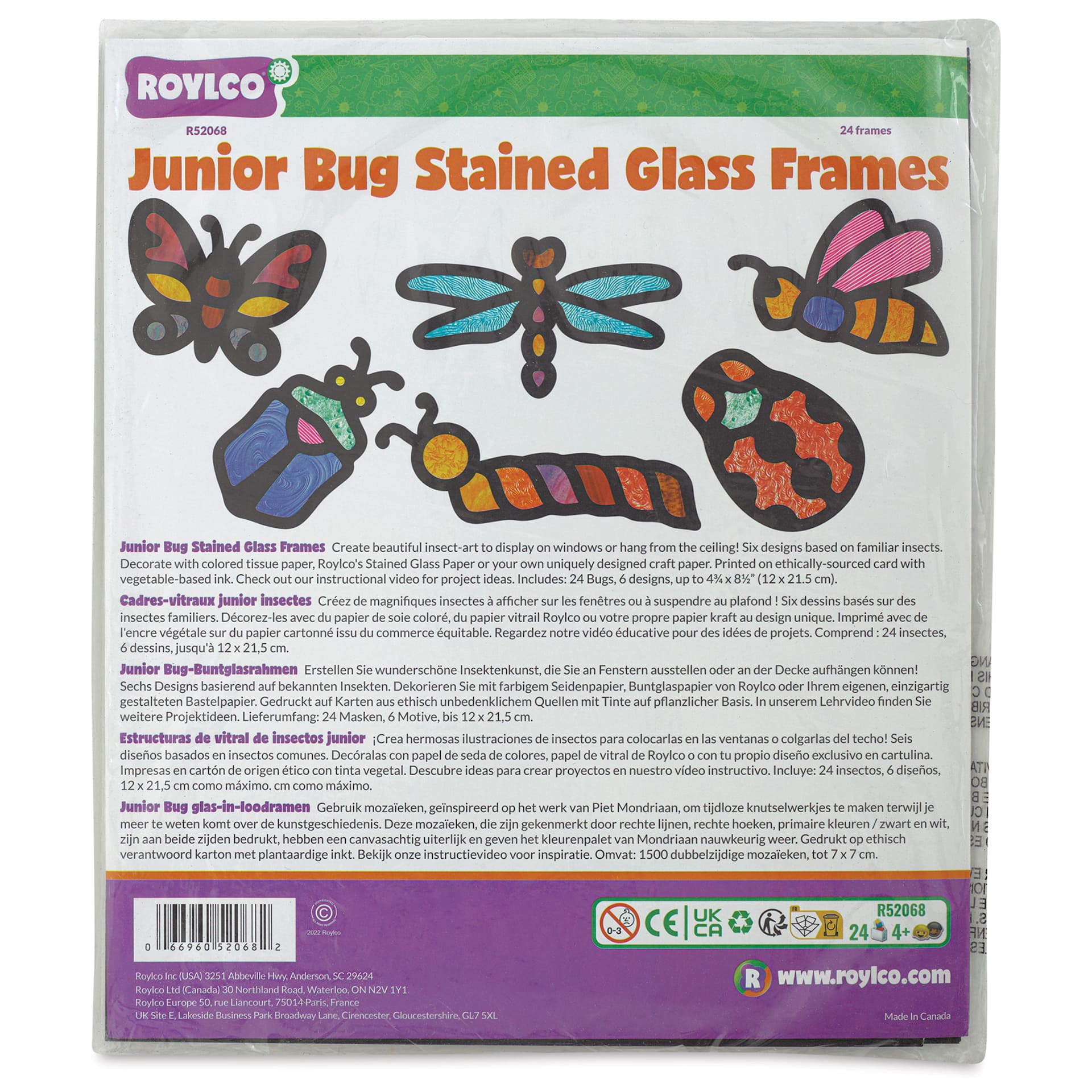 Roylco Stained Glass Frames Pack - Bugs, Pkg of 24 front of packaging