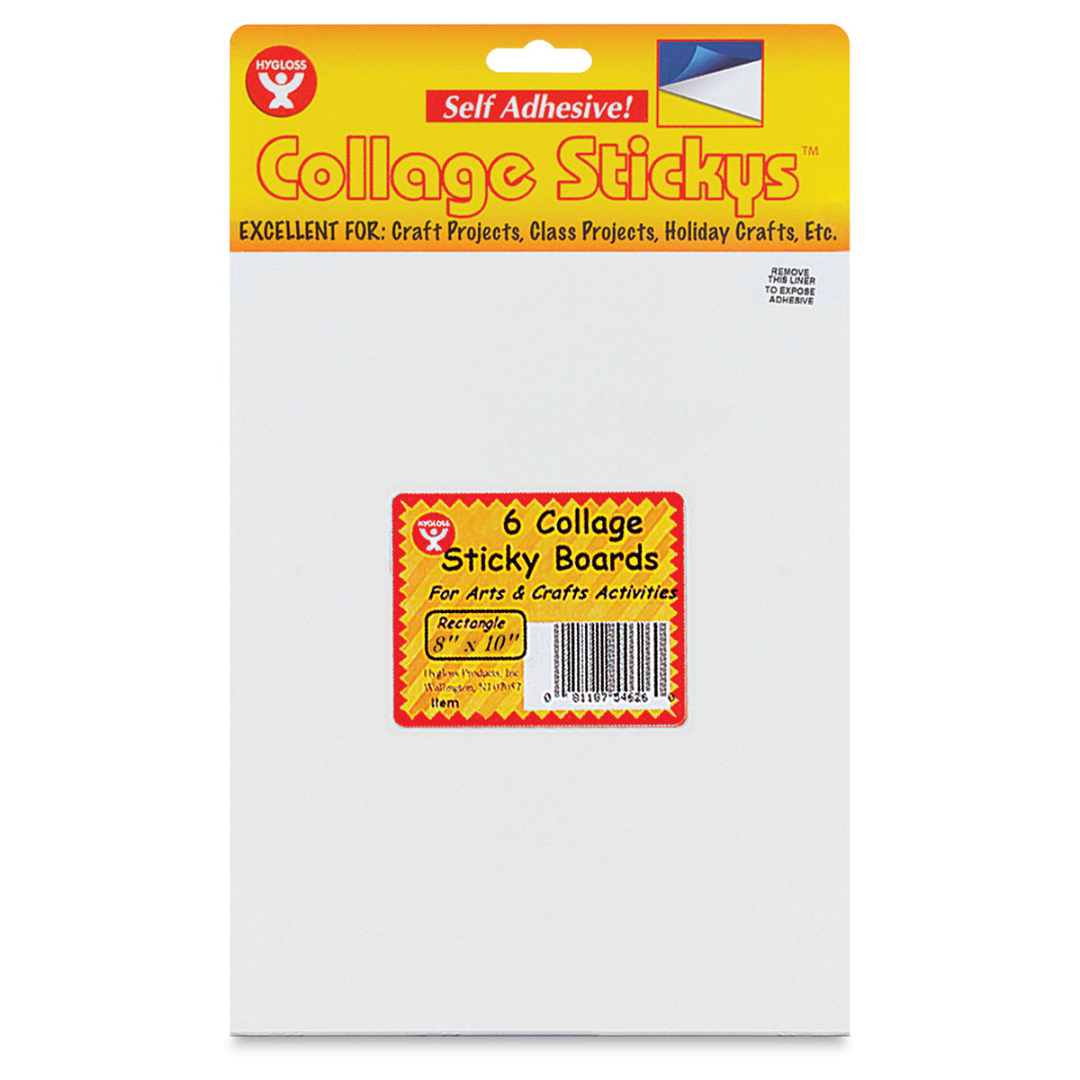 Hygloss Collage Sticky Boards - Pkg of 6, 8" x 10", Rectangle - front of packaging