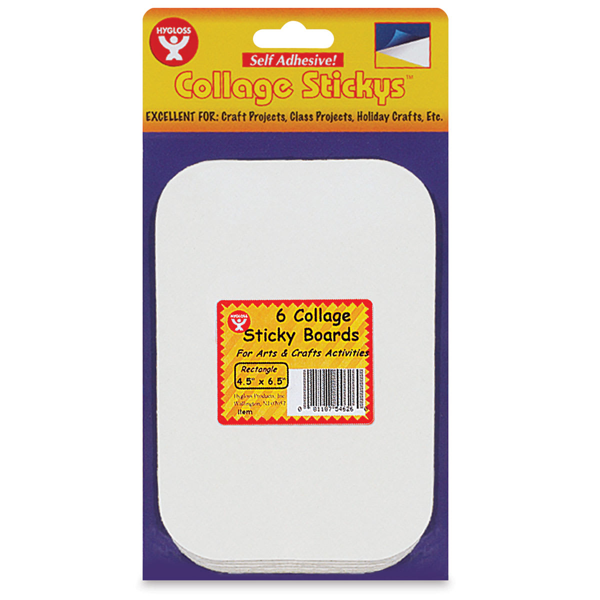 Hygloss Collage Sticky Boards - Pkg of 6, 4.5" x 6.5", Rectangle - front of packaging
