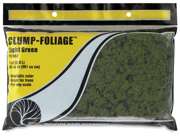 Woodland Scenics Model Scenery - Front view of package of Clump Foliage in Light Green