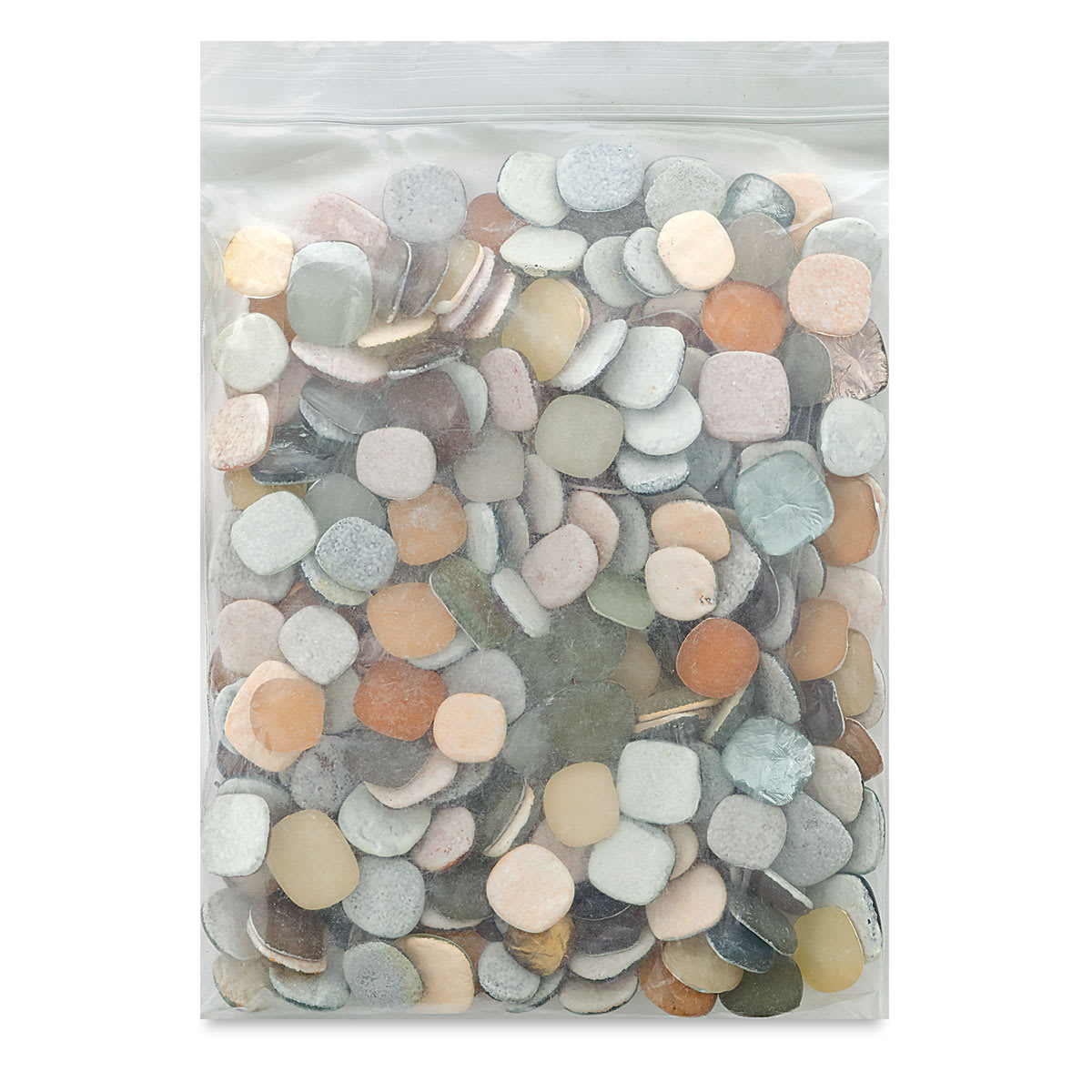 Mosaic Mercantile Glass Pebble Tiles - 3 lb bag of Metallic mix pebbles shown