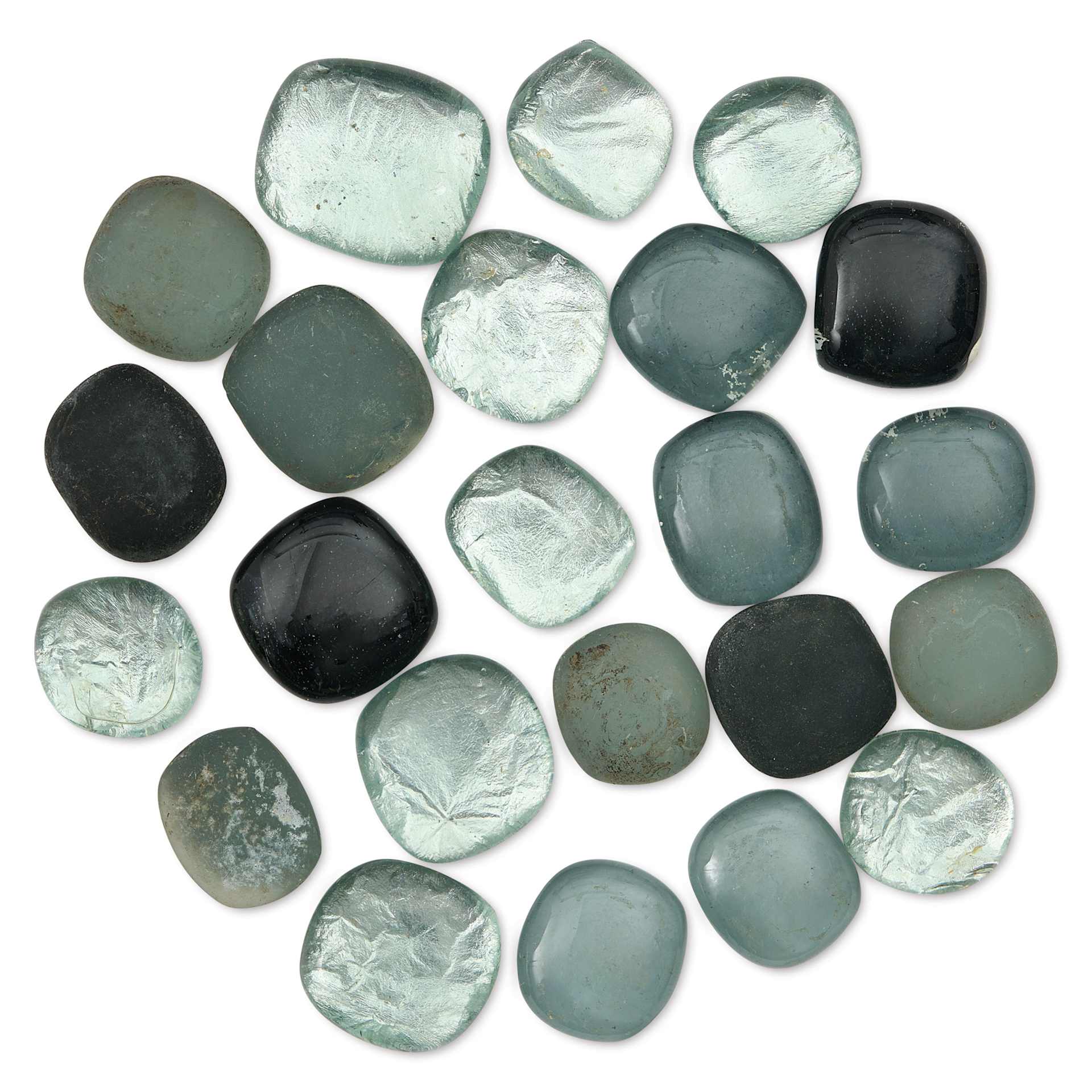 Mosaic Mercantile Glass Pebble Tiles - Black Silver, 4 oz, out of packaging