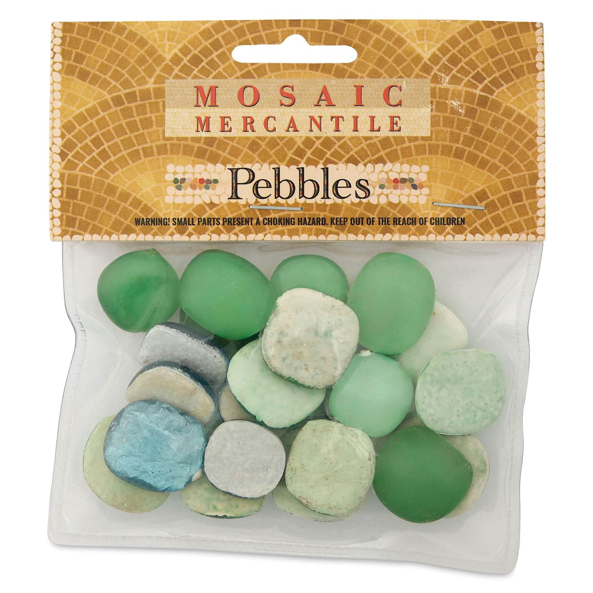 Mosaic Mercantile Glass Pebble Tiles - Grass, 4 oz, front of packaging