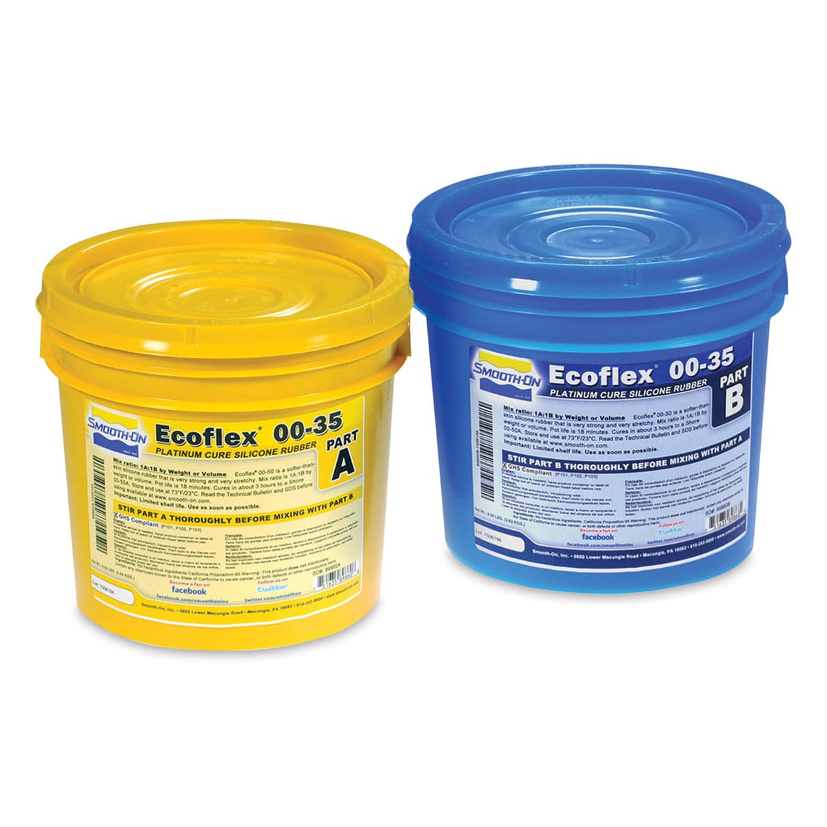 Smooth-On Ecoflex 00-35 Fast Silicone - Part A and Part B Gallon Tubs shown

