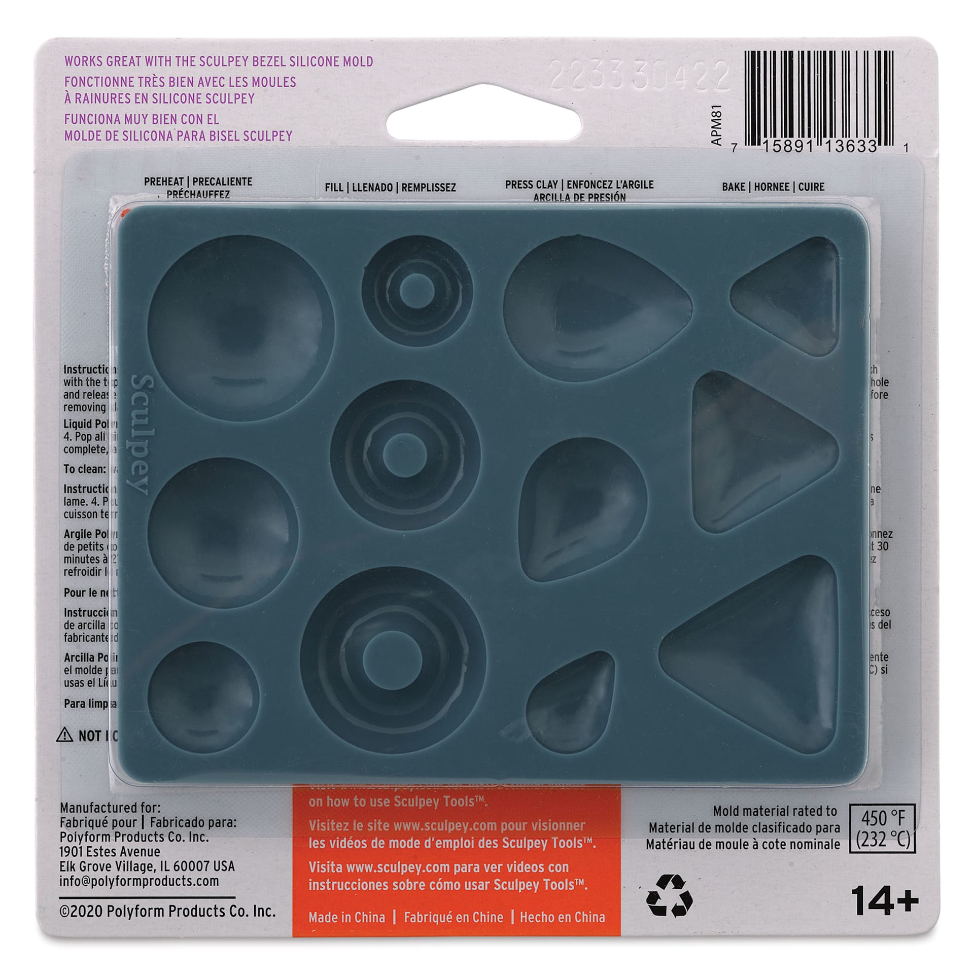 Sculpey Silicone Mold - Cabochon (Back of packaging)
