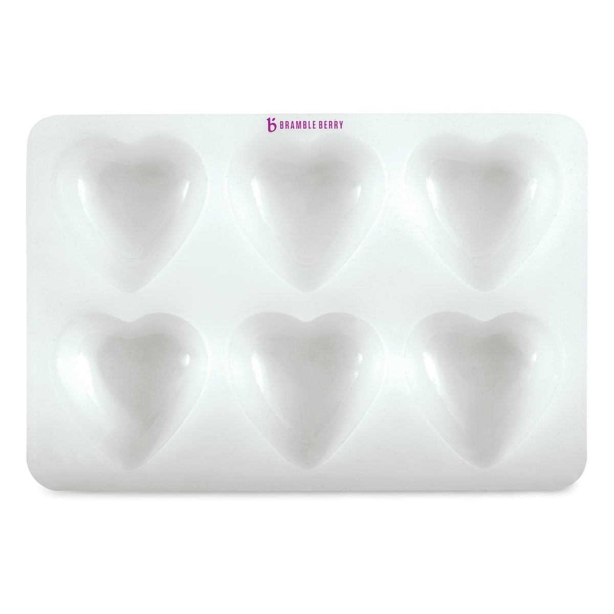 Bramble Berry Silicone Mold - Top view of 6 Heart Silicone Mold