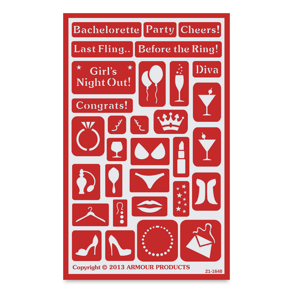 Armour Over ‘N’ Over Glass Etching Stencil - Bachelorette Party