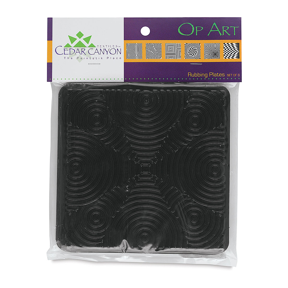 Cedar Canyon Rubbing Plates - Front view of package of Op Art design plates